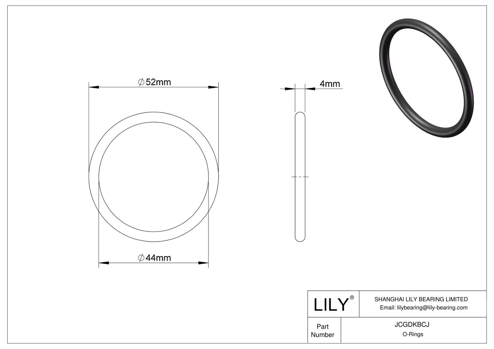 JCGDKBCJ Chemical Resistant O-rings Round cad drawing