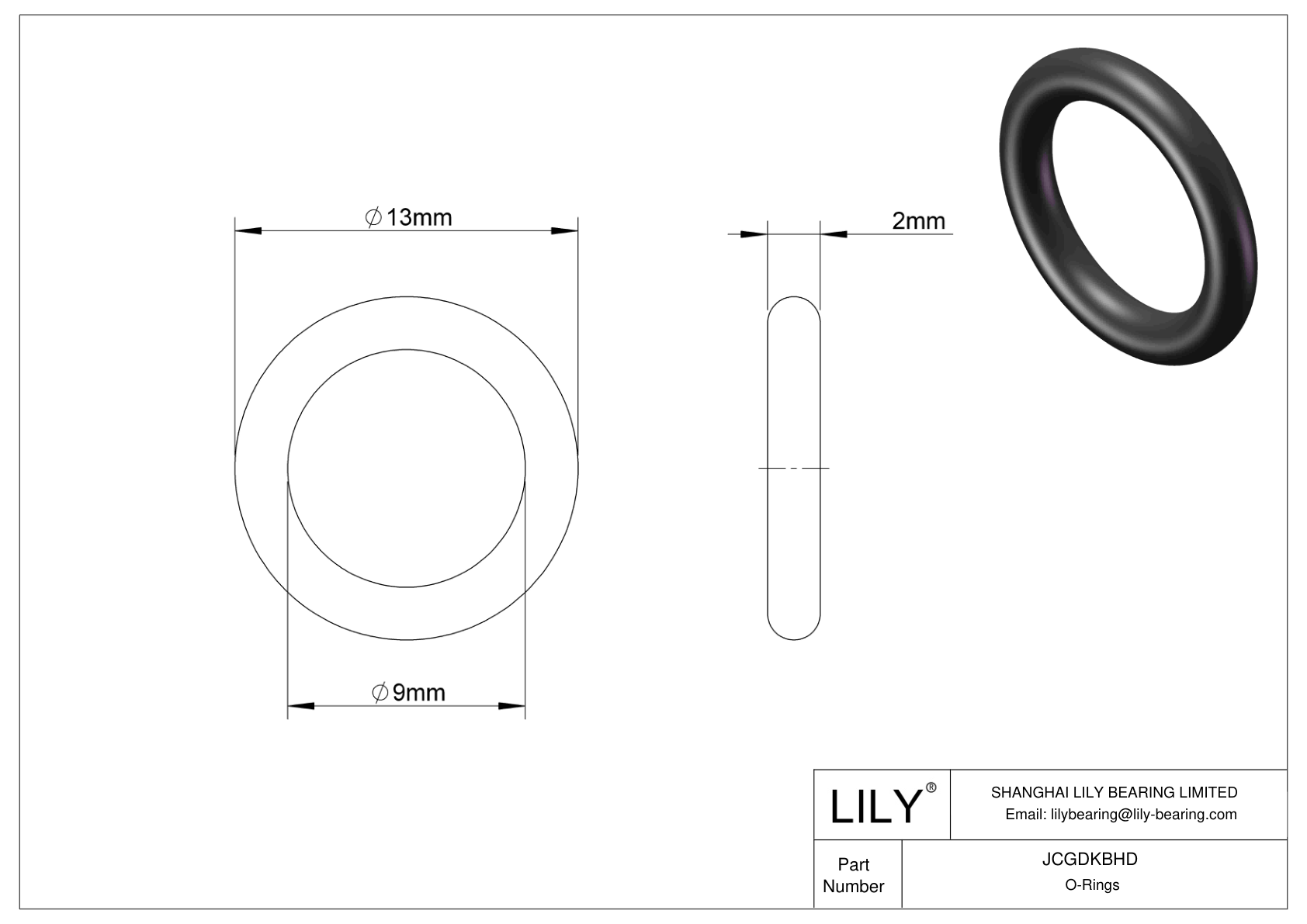 JCGDKBHD Chemical Resistant O-rings Round cad drawing