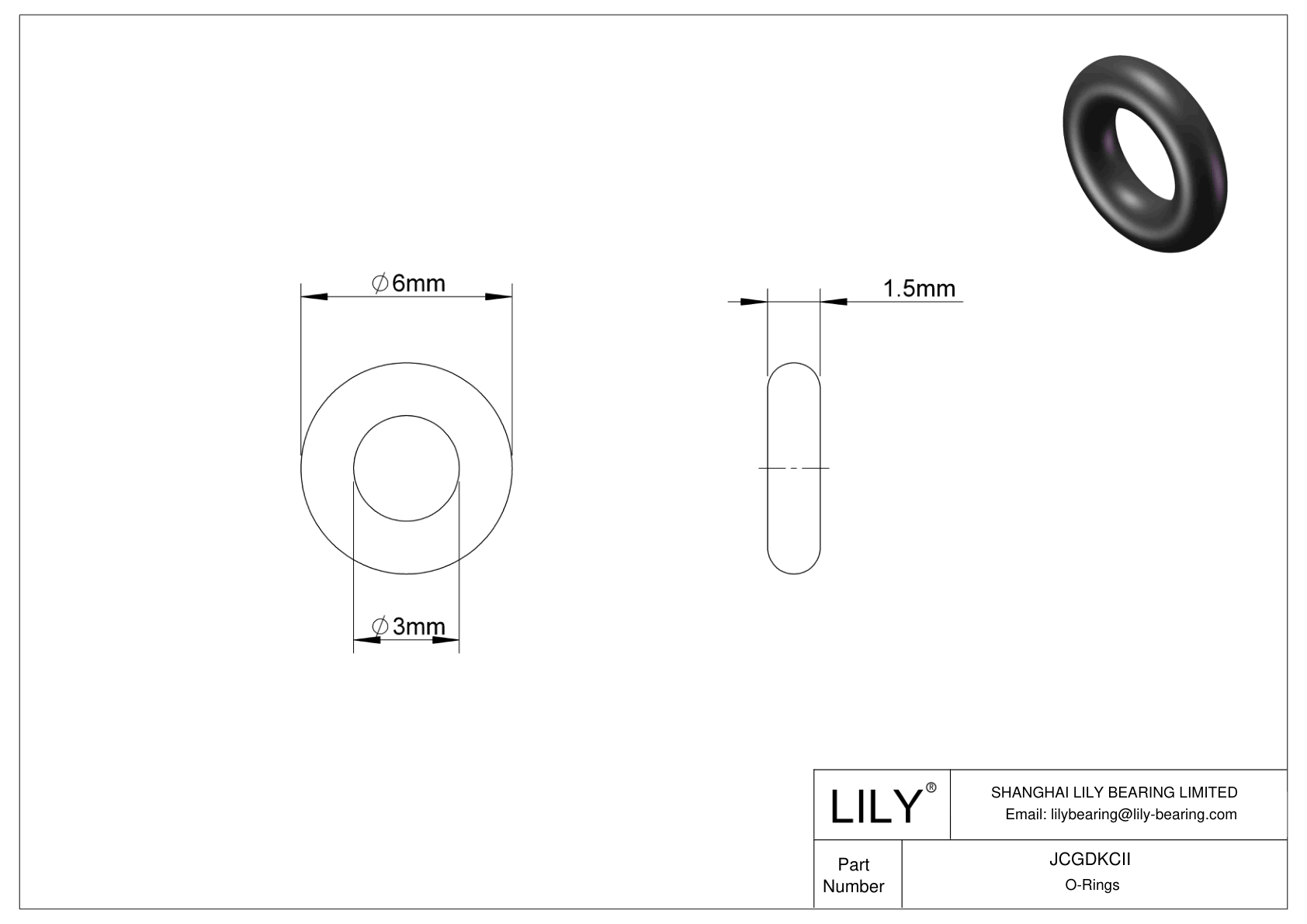 JCGDKCII Chemical Resistant O-rings Round cad drawing