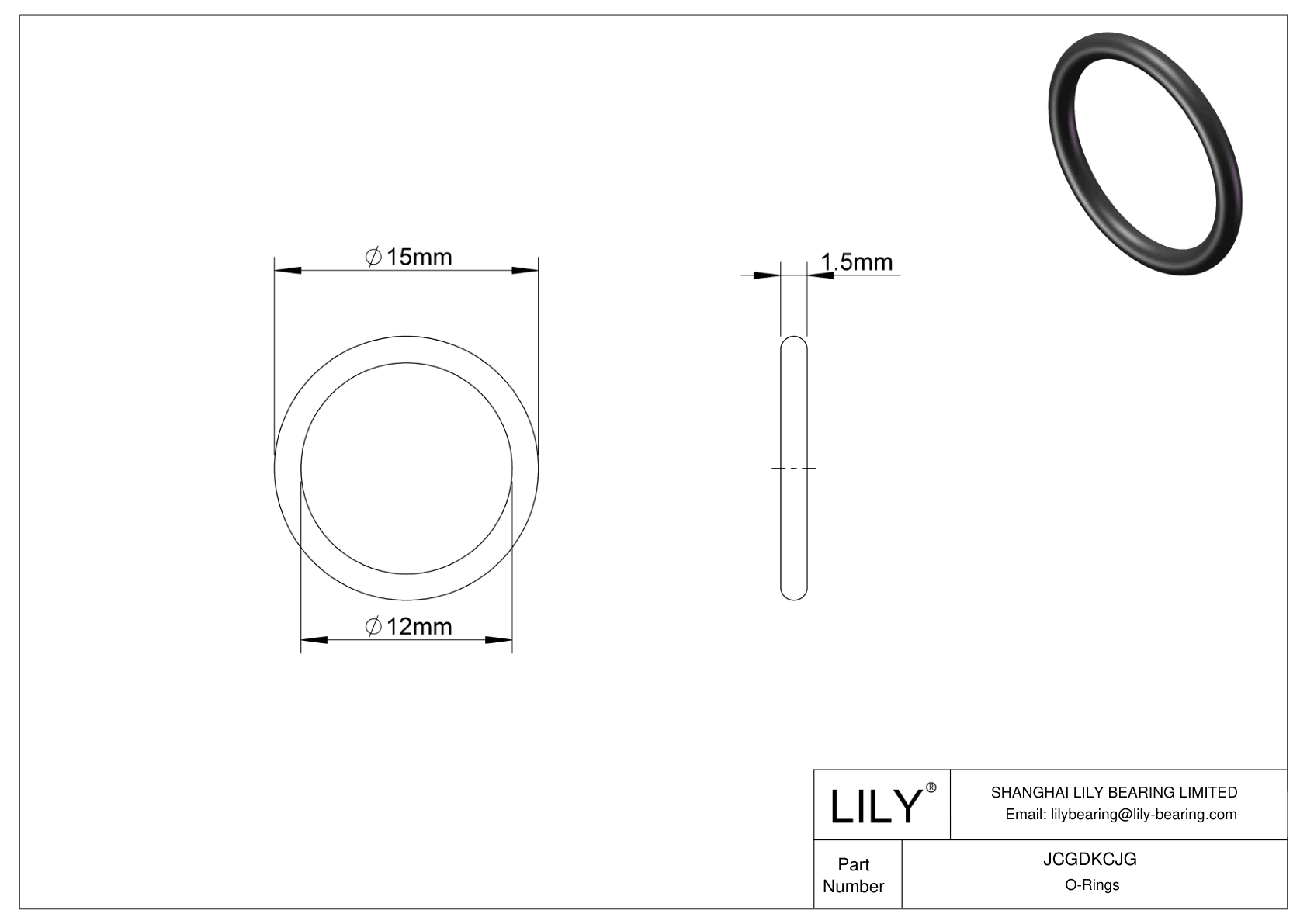 JCGDKCJG Chemical Resistant O-rings Round cad drawing