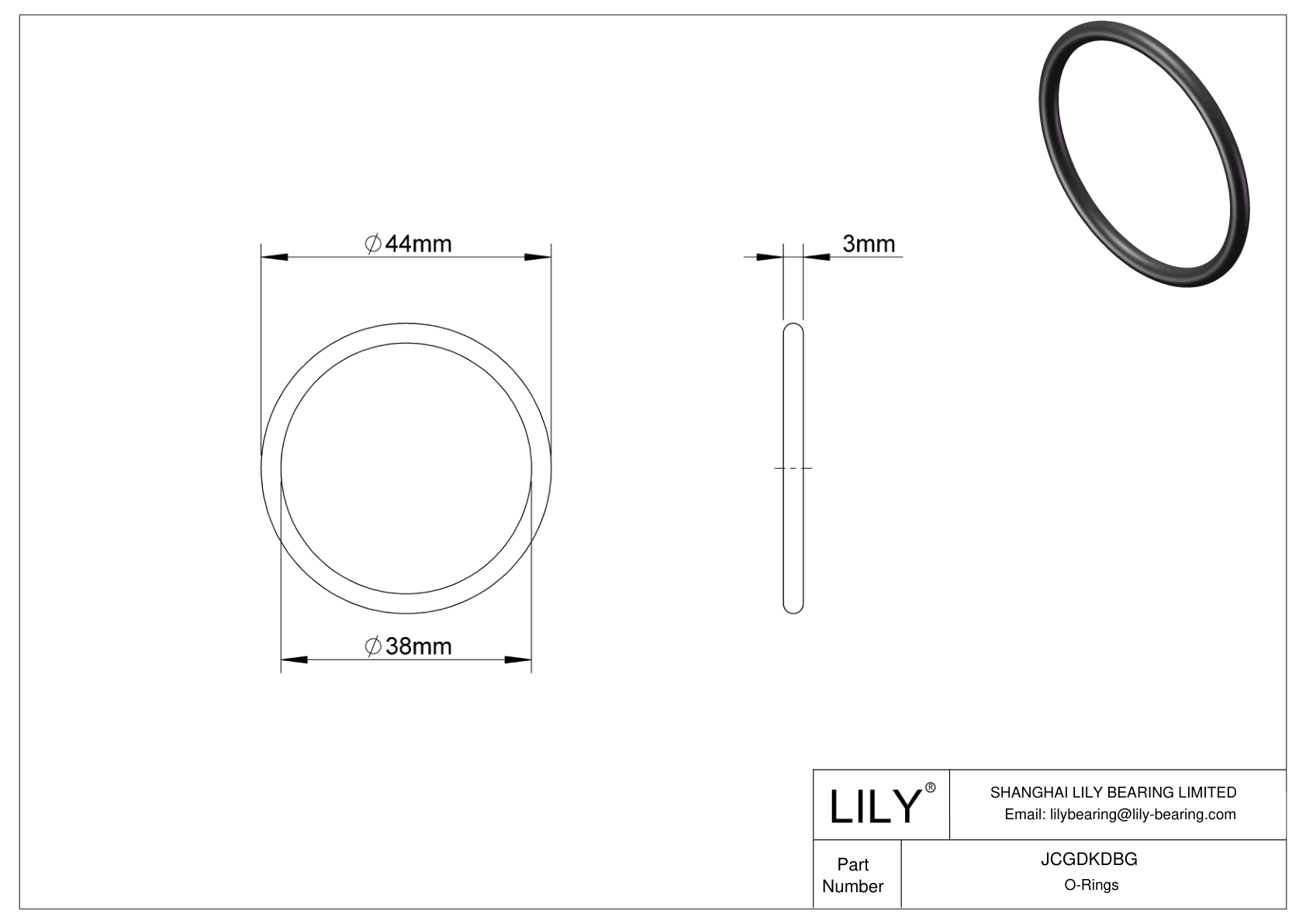 JCGDKDBG Chemical Resistant O-rings Round cad drawing