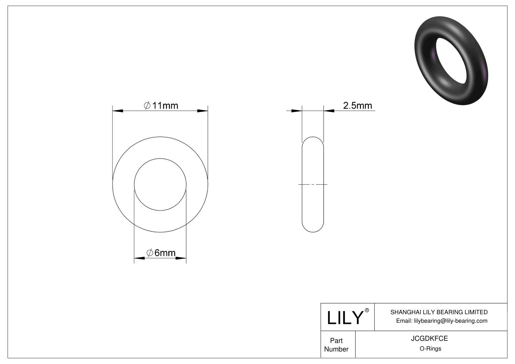 JCGDKFCE Chemical Resistant O-rings Round cad drawing