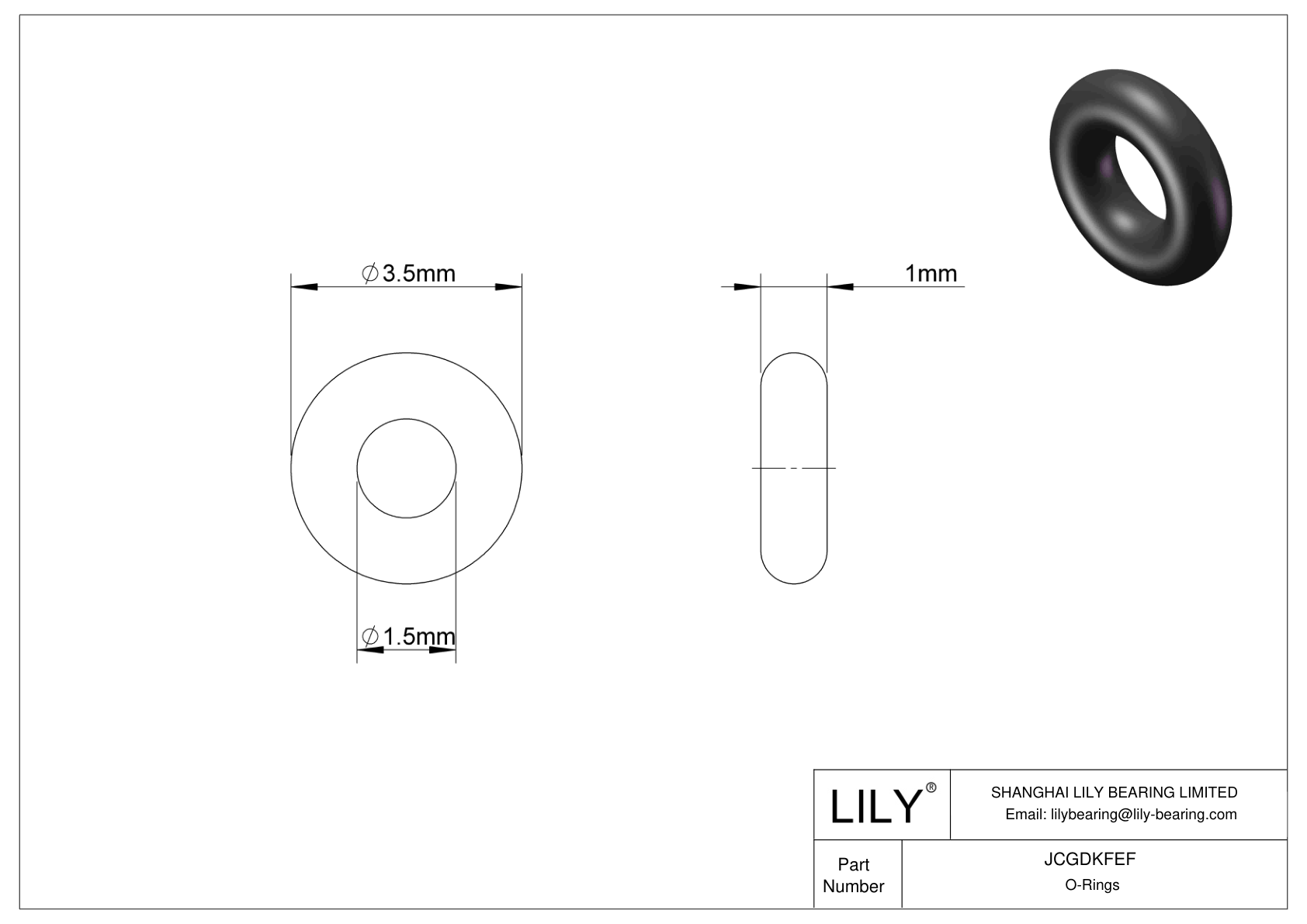 JCGDKFEF Chemical Resistant O-rings Round cad drawing