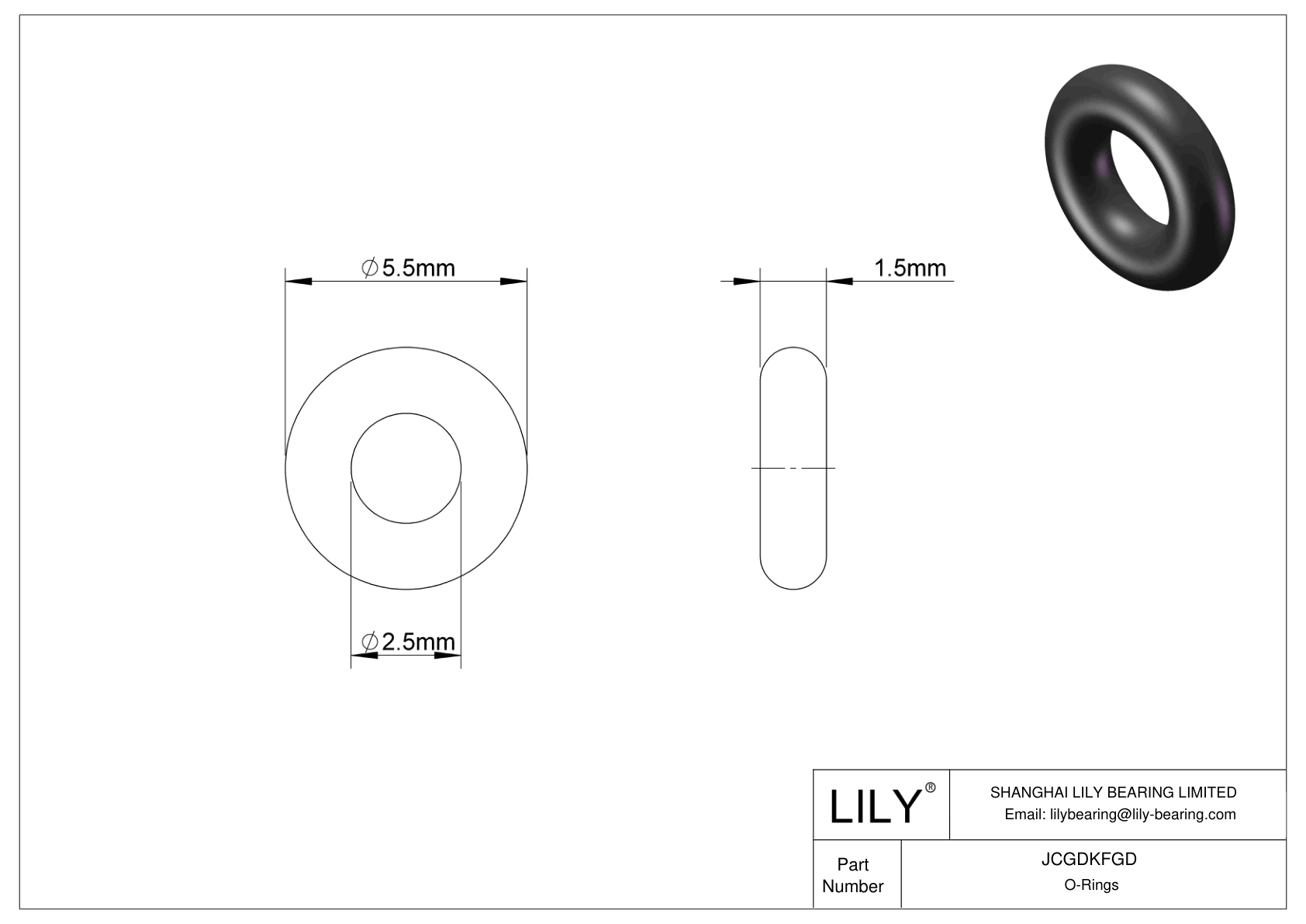 JCGDKFGD Chemical Resistant O-rings Round cad drawing