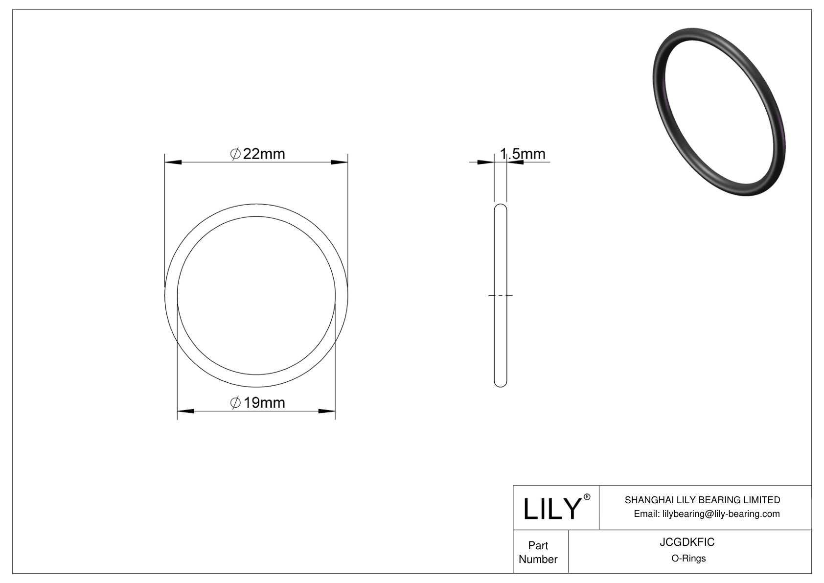 JCGDKFIC Chemical Resistant O-rings Round cad drawing