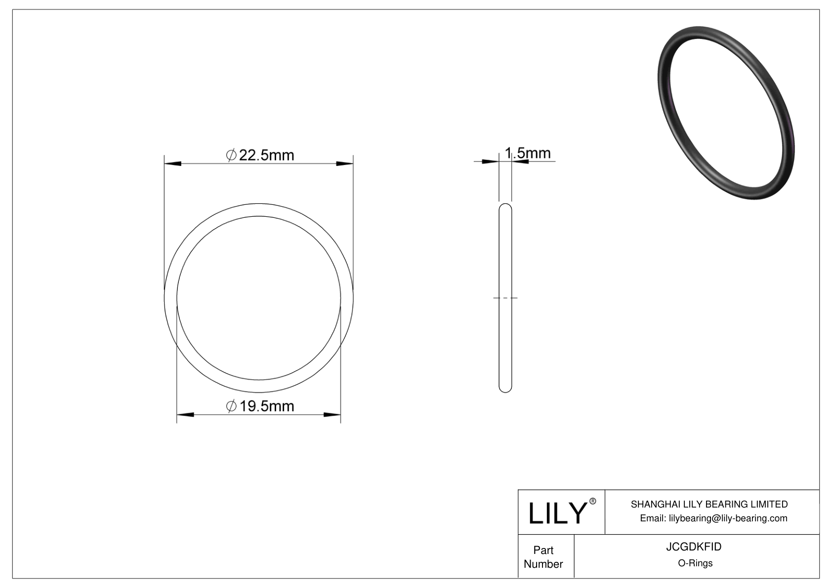 JCGDKFID Chemical Resistant O-rings Round cad drawing