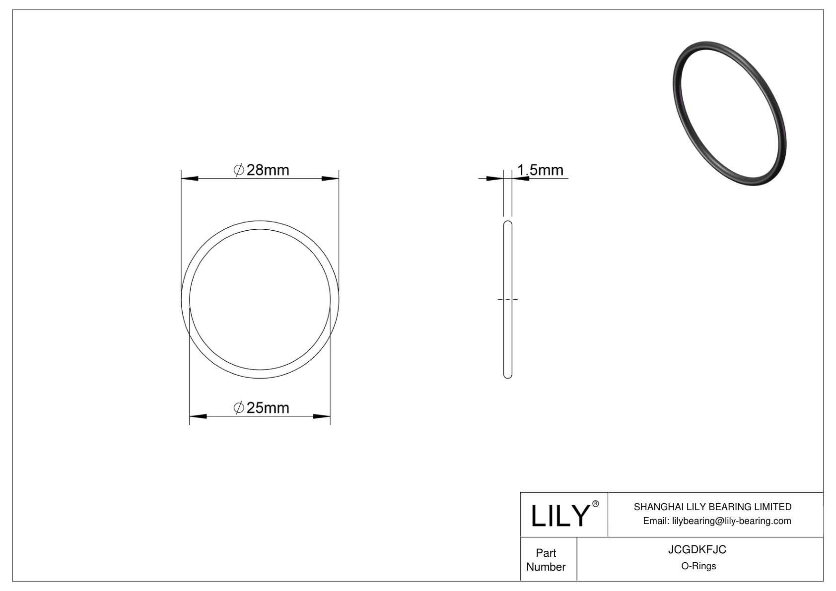 JCGDKFJC Chemical Resistant O-rings Round cad drawing