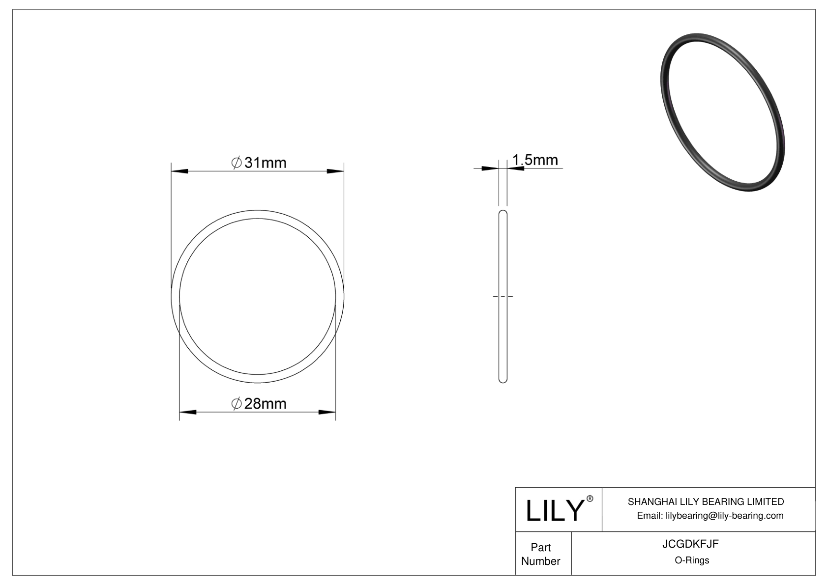 JCGDKFJF 圆形耐化学性 O 形圈 cad drawing