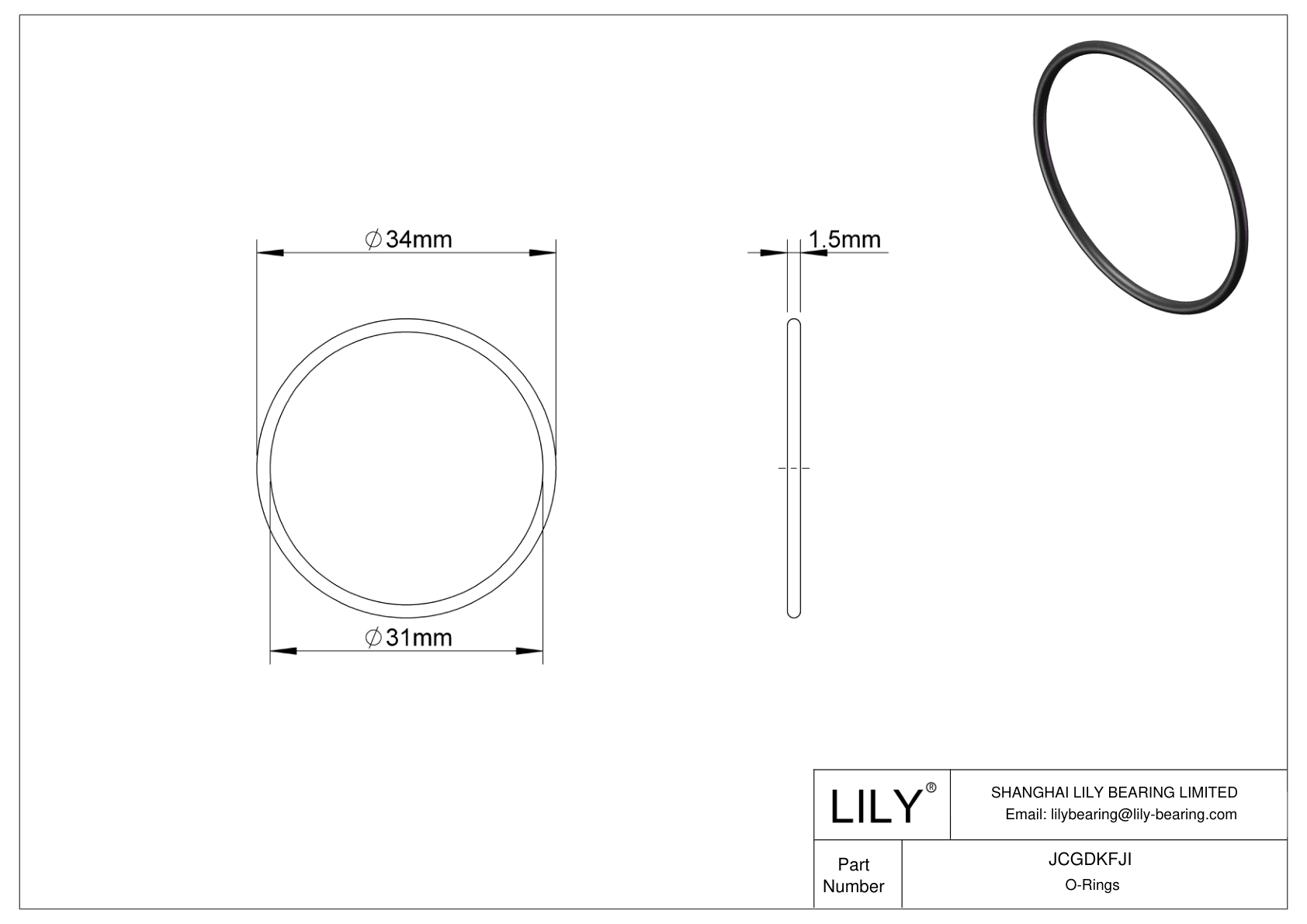 JCGDKFJI Chemical Resistant O-rings Round cad drawing