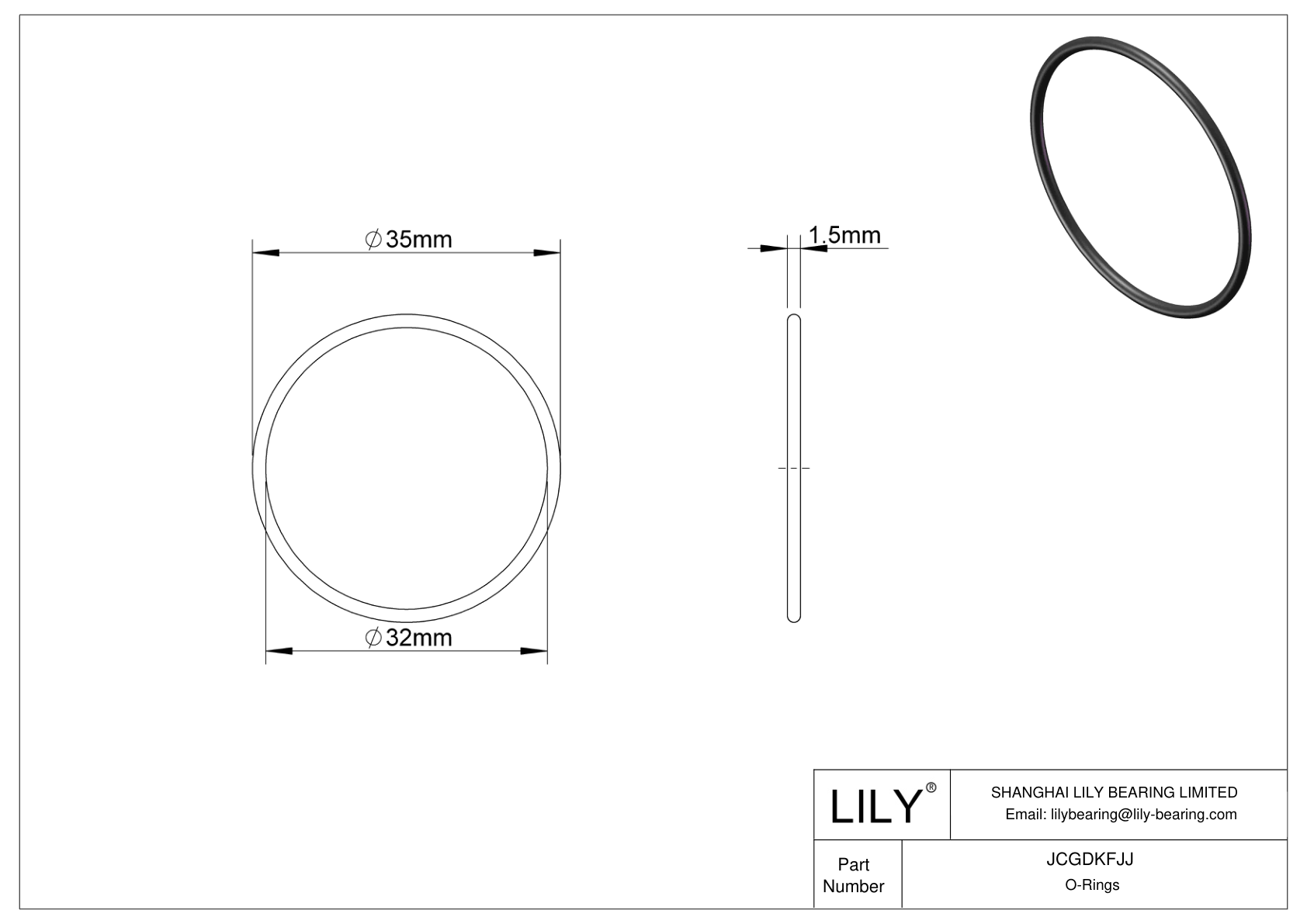 JCGDKFJJ Chemical Resistant O-rings Round cad drawing