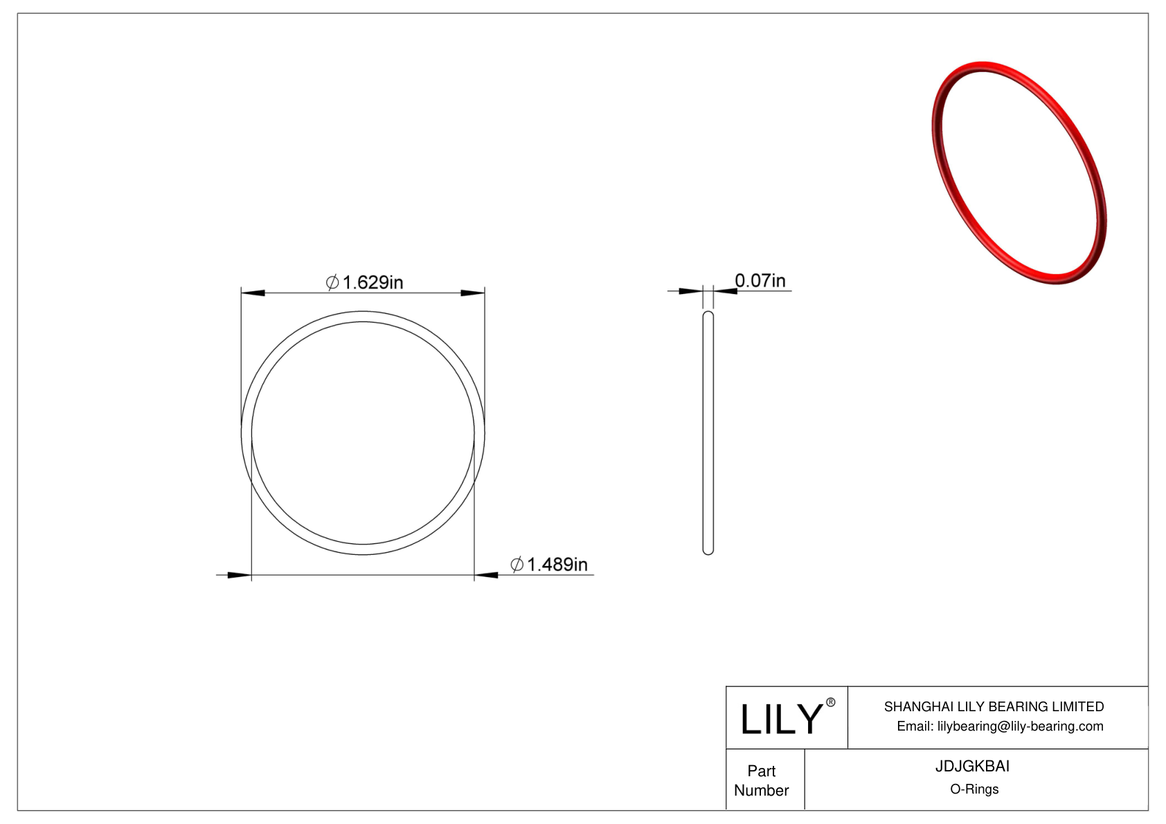 JDJGKBAI High Temperature O-Rings Round cad drawing