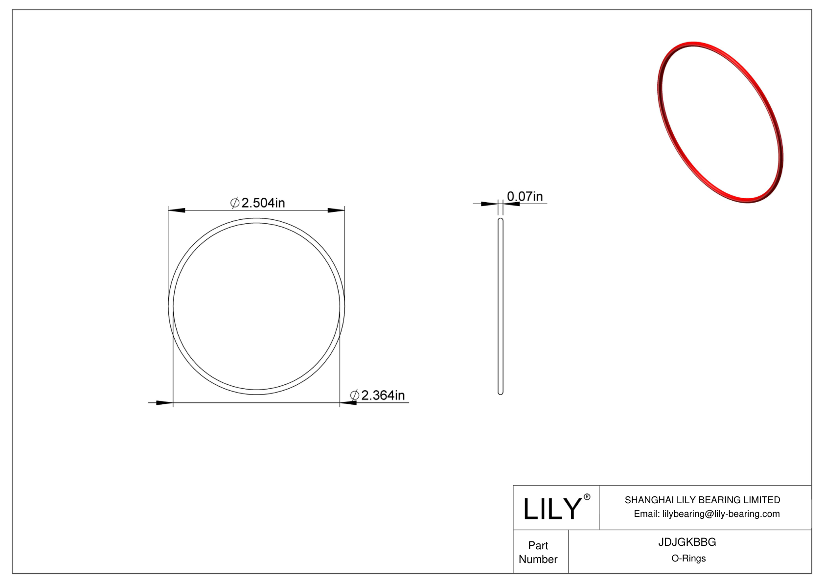 JDJGKBBG High Temperature O-Rings Round cad drawing