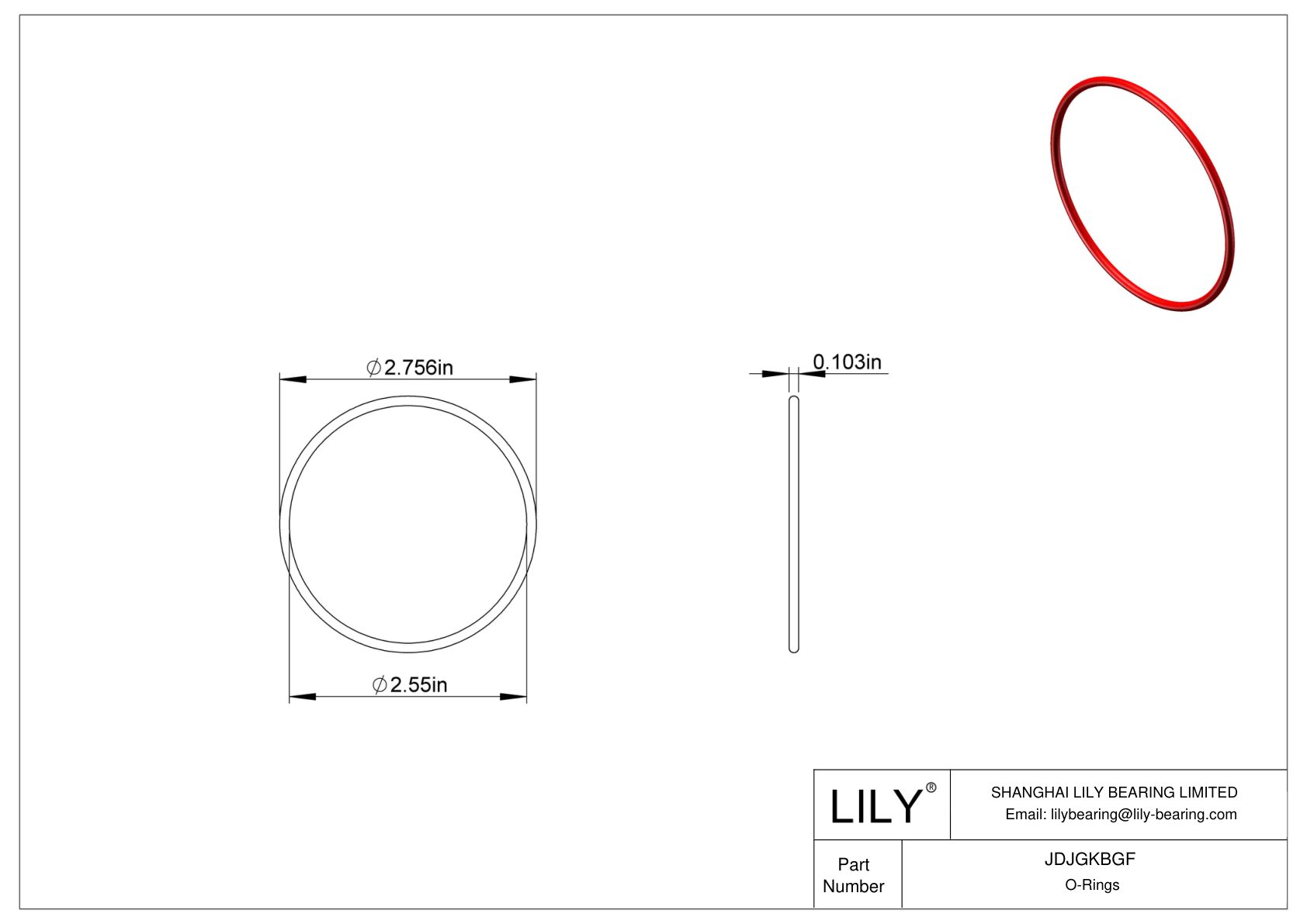 JDJGKBGF High Temperature O-Rings Round cad drawing