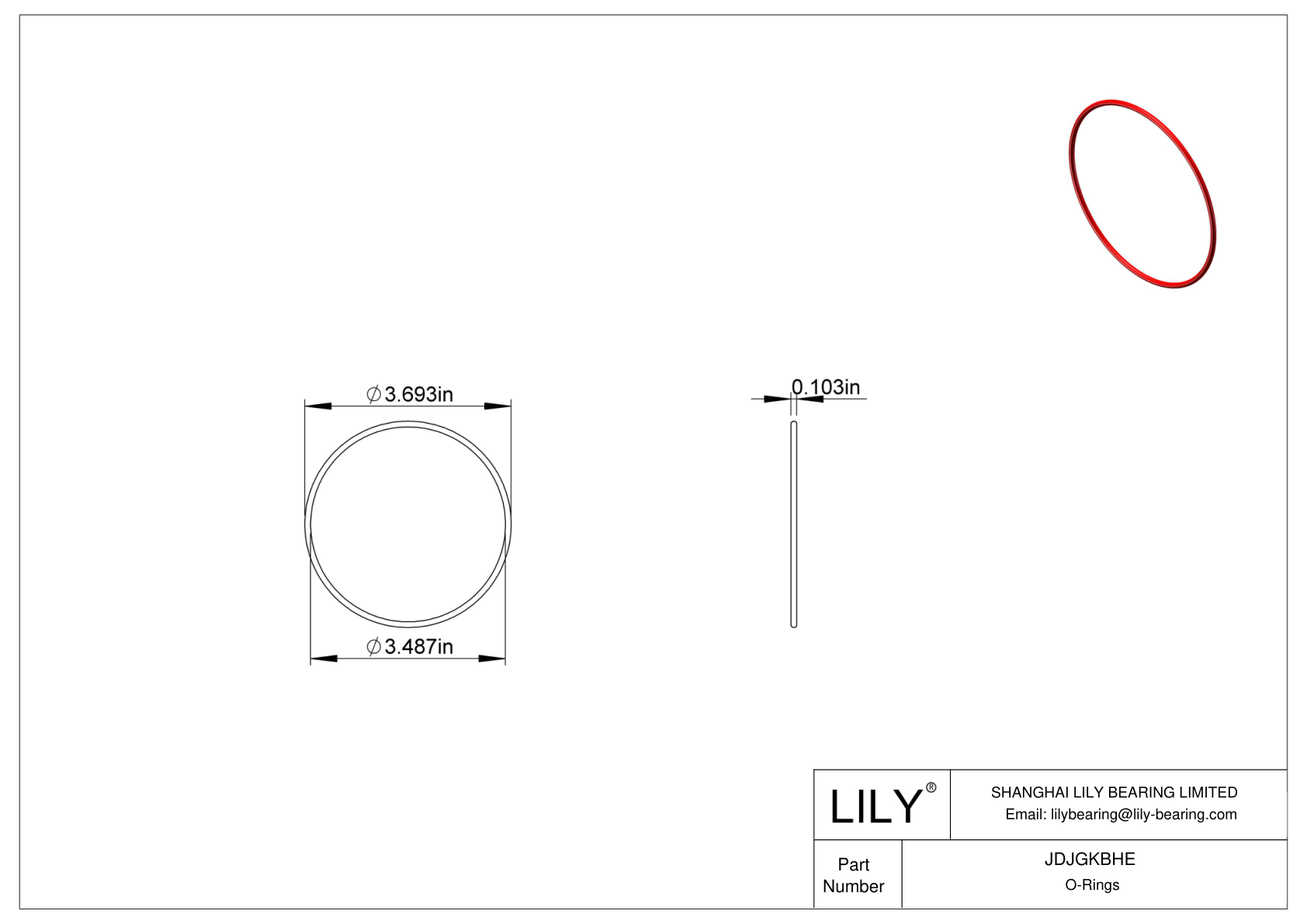 JDJGKBHE High Temperature O-Rings Round cad drawing