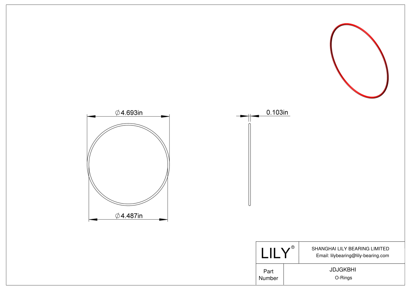 JDJGKBHI High Temperature O-Rings Round cad drawing