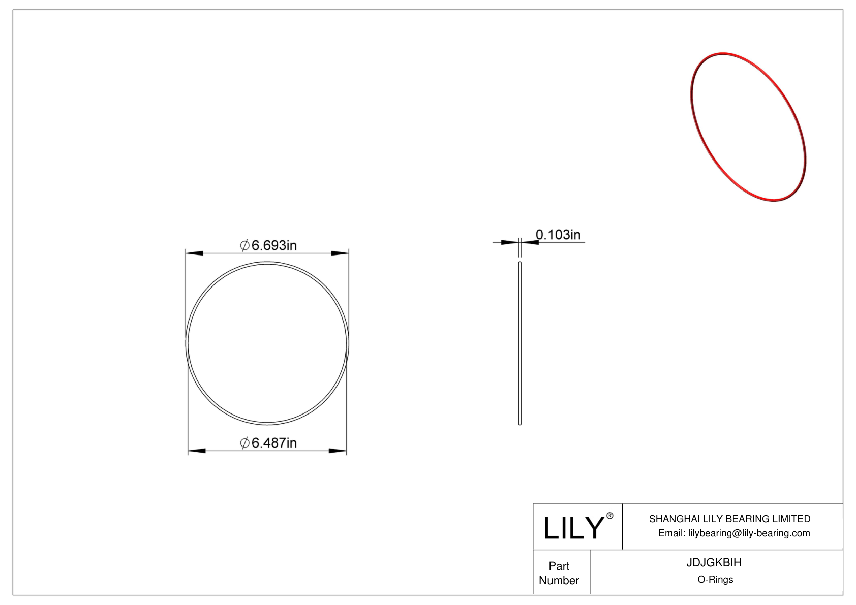 JDJGKBIH High Temperature O-Rings Round cad drawing