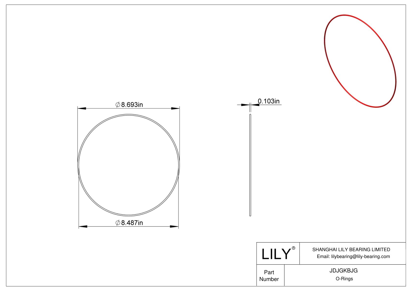 JDJGKBJG High Temperature O-Rings Round cad drawing