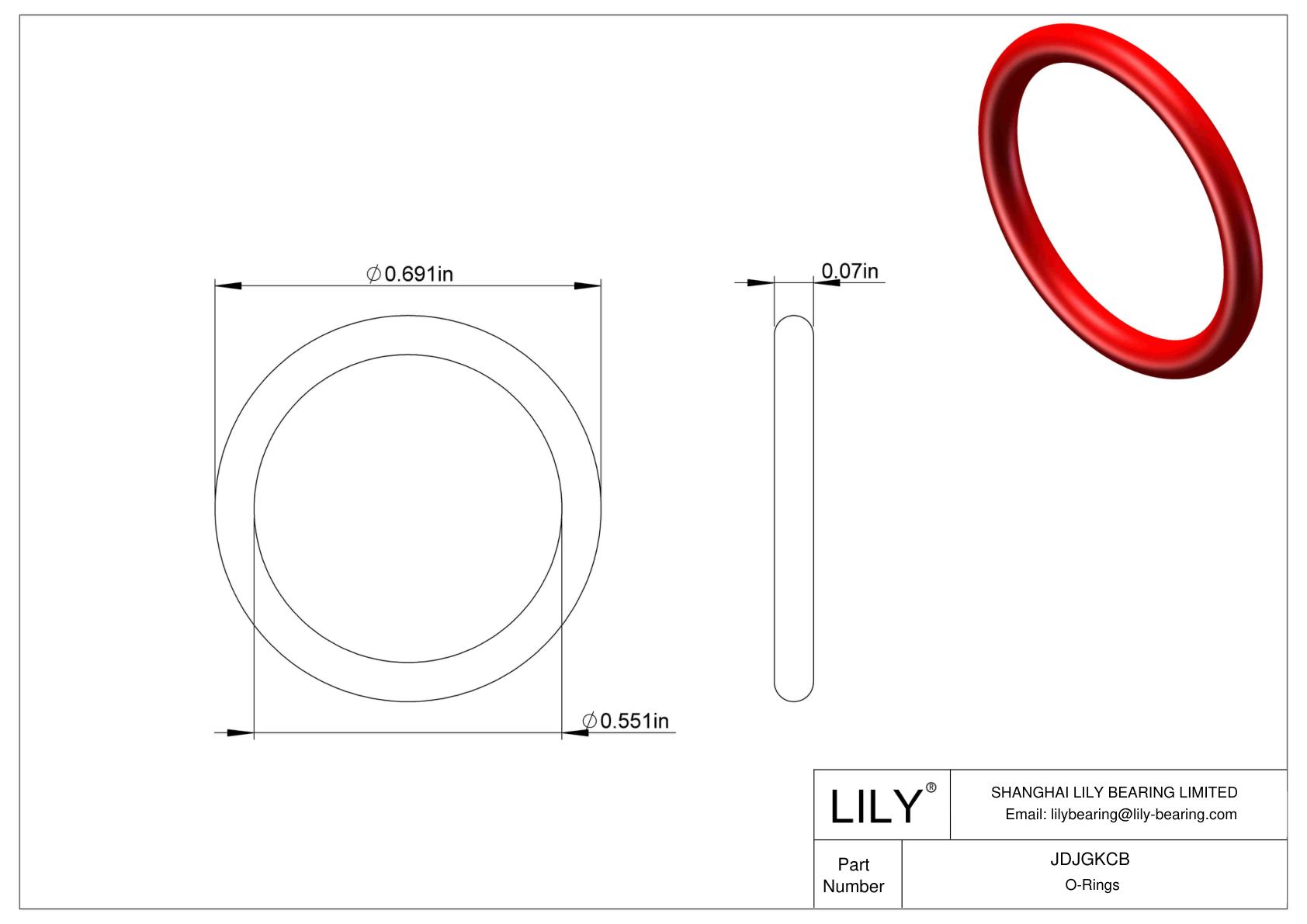 JDJGKCB High Temperature O-Rings Round cad drawing