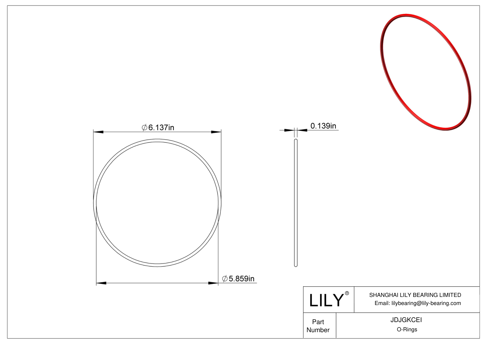 JDJGKCEI High Temperature O-Rings Round cad drawing