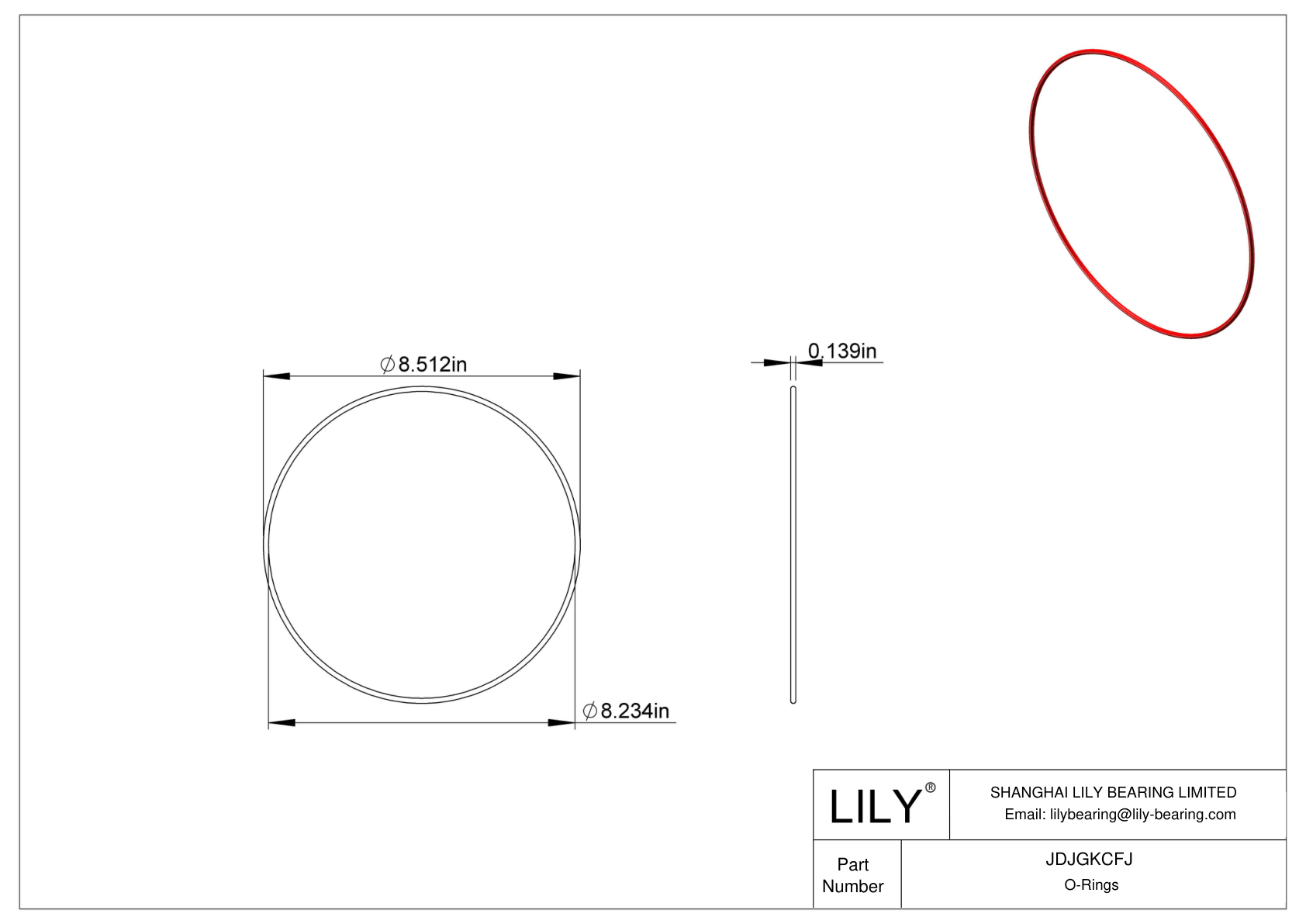 JDJGKCFJ High Temperature O-Rings Round cad drawing