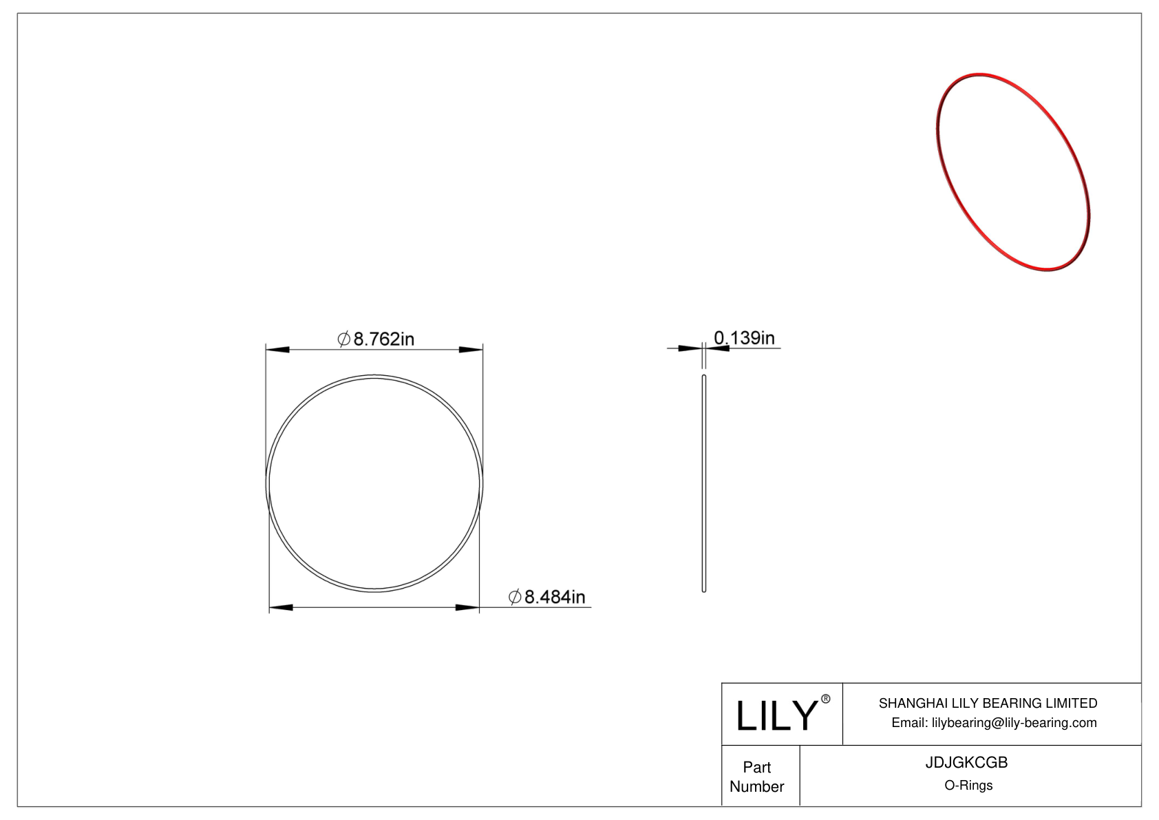 JDJGKCGB High Temperature O-Rings Round cad drawing