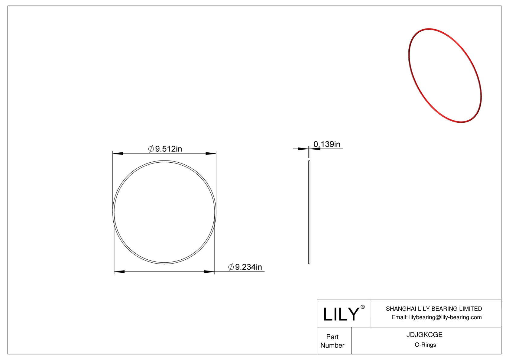 JDJGKCGE High Temperature O-Rings Round cad drawing