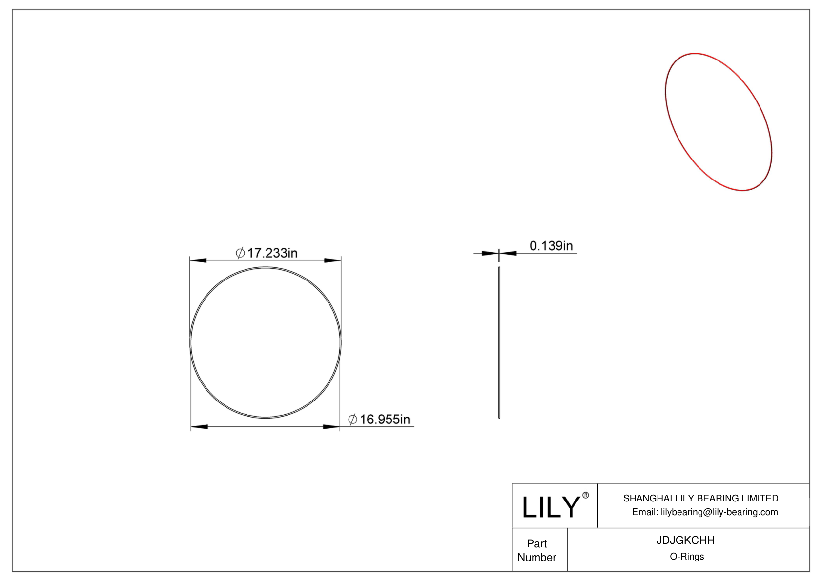 JDJGKCHH High Temperature O-Rings Round cad drawing