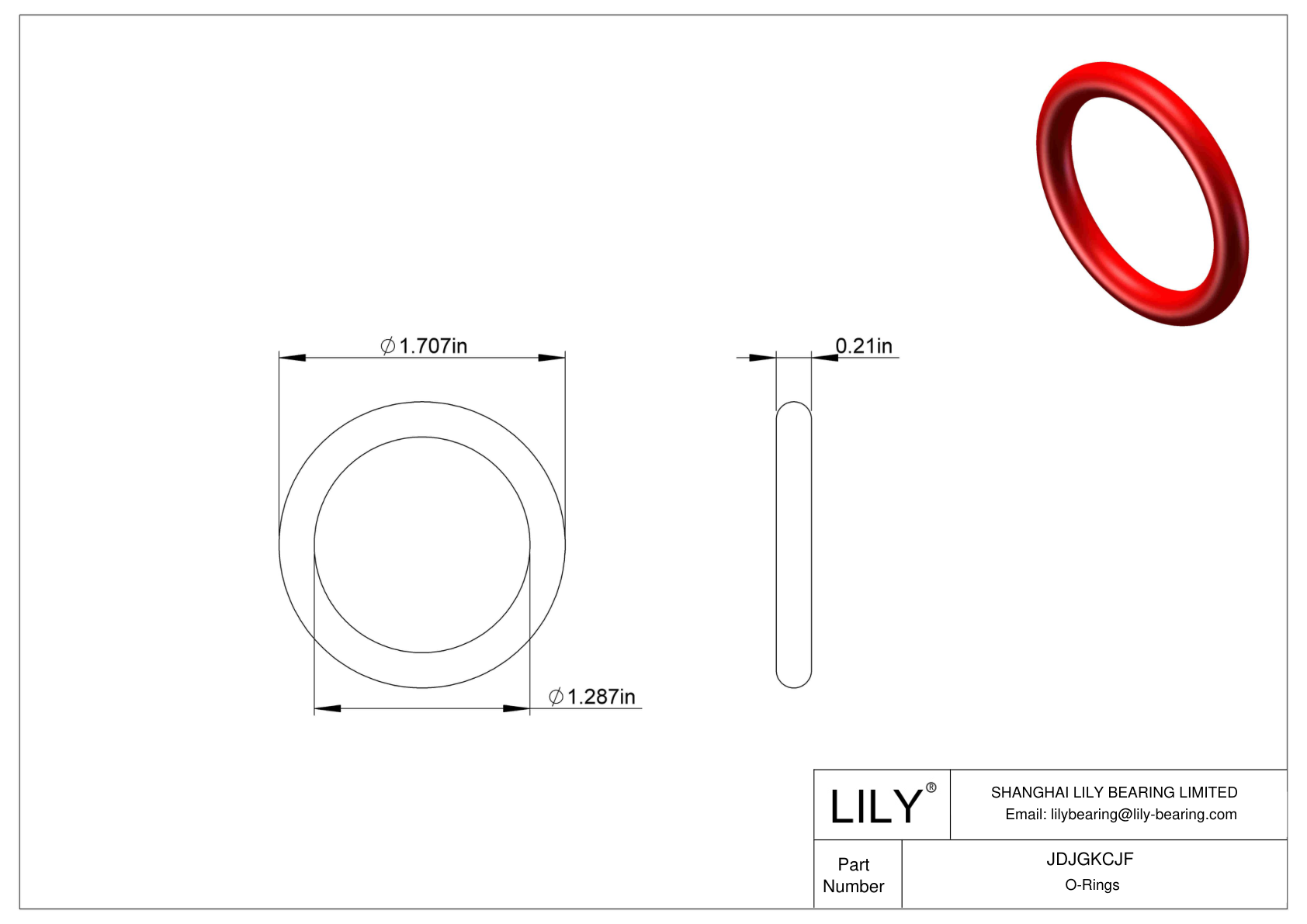 JDJGKCJF High Temperature O-Rings Round cad drawing