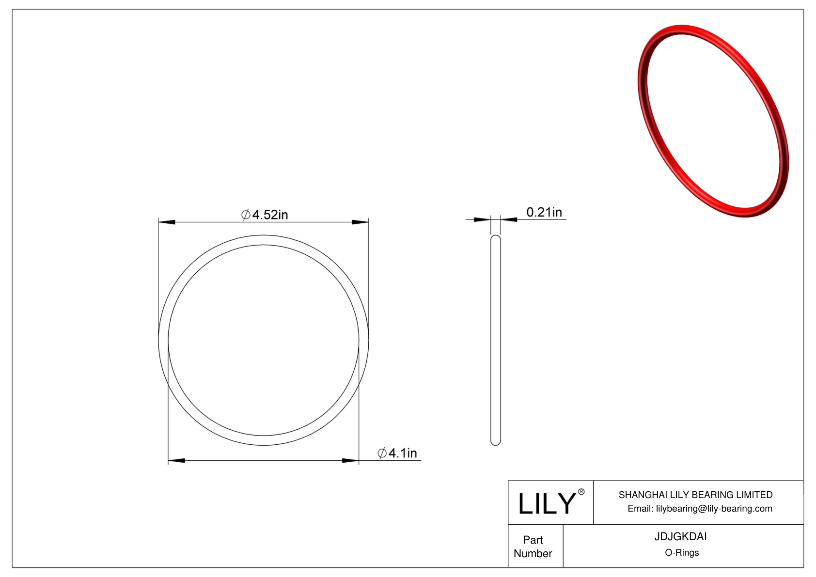 JDJGKDAI High Temperature O-Rings Round cad drawing