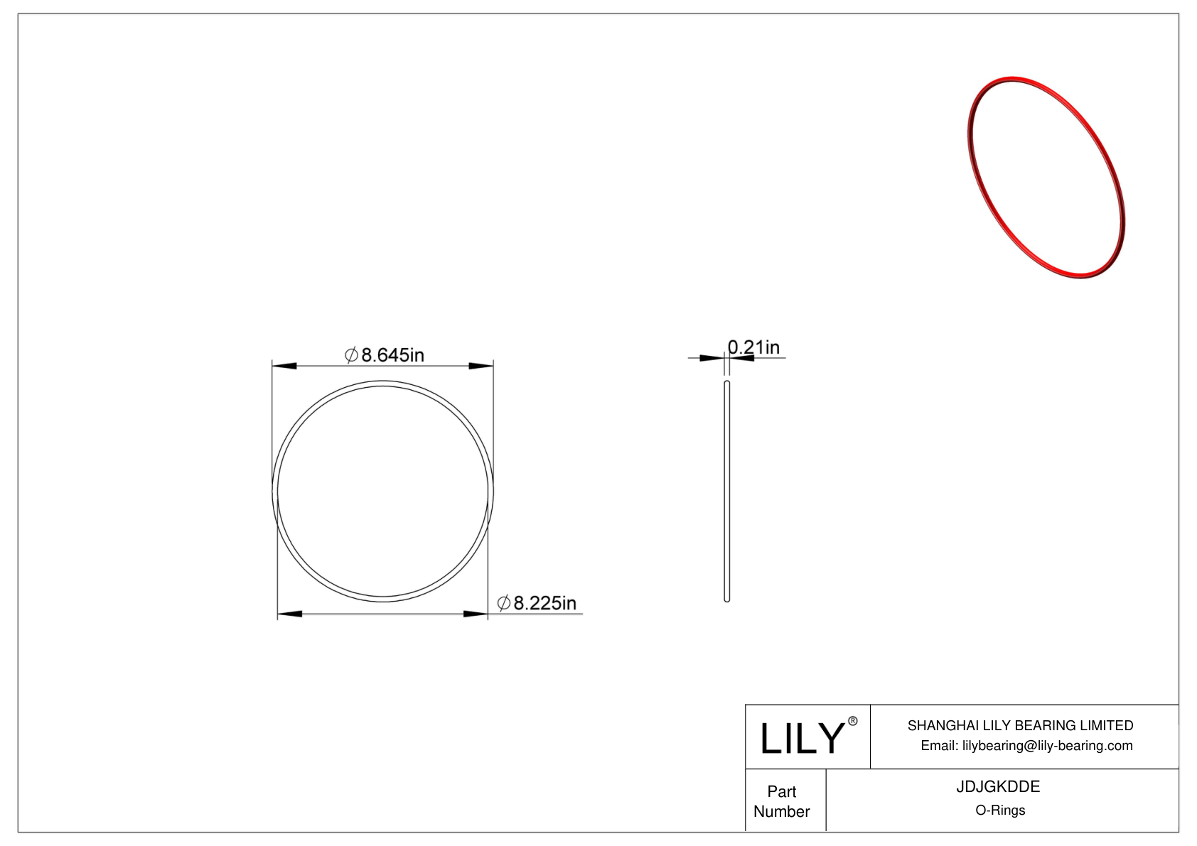 JDJGKDDE High Temperature O-Rings Round cad drawing