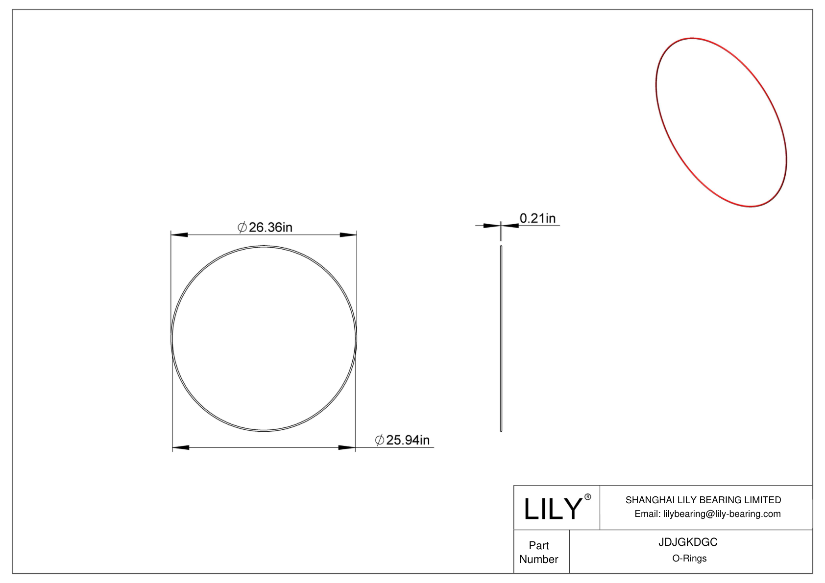 JDJGKDGC High Temperature O-Rings Round cad drawing