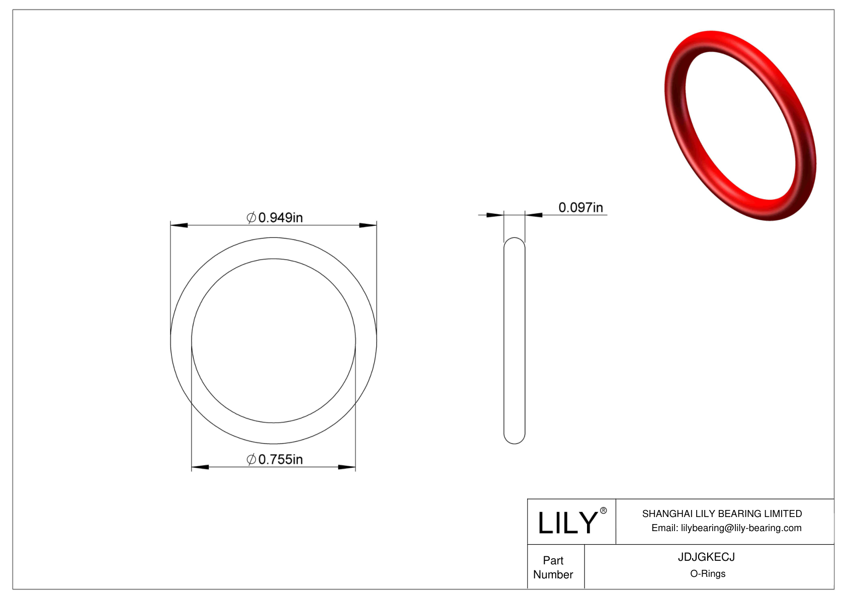 JDJGKECJ High Temperature O-Rings Round cad drawing