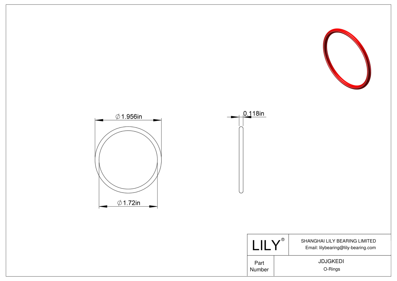 JDJGKEDI High Temperature O-Rings Round cad drawing