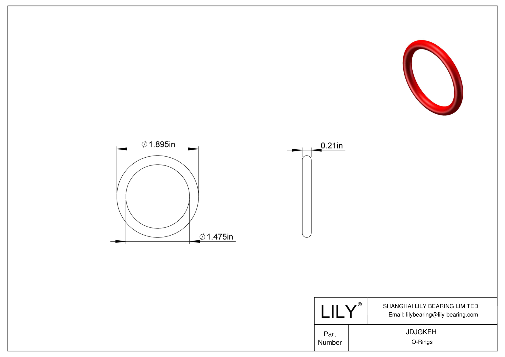 JDJGKEH High Temperature O-Rings Round cad drawing