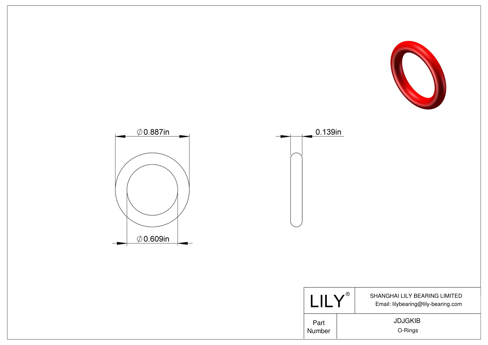 JDJGKIB High Temperature O-Rings Round cad drawing