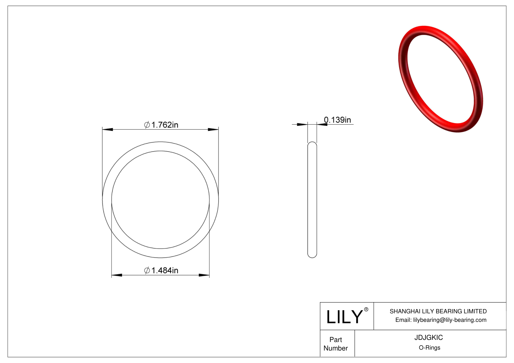 JDJGKIC High Temperature O-Rings Round cad drawing