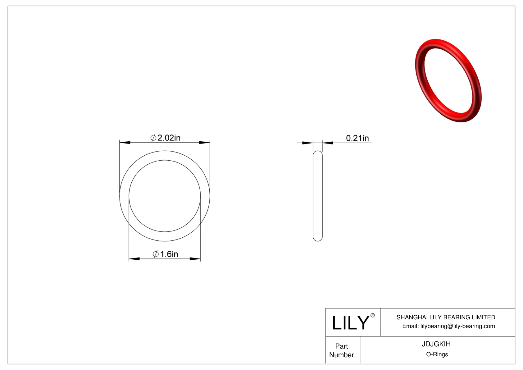 JDJGKIH High Temperature O-Rings Round cad drawing