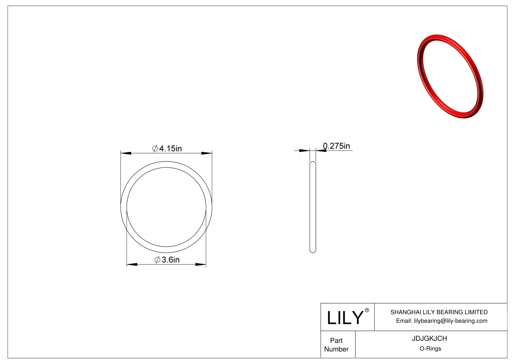 JDJGKJCH High Temperature O-Rings Round cad drawing