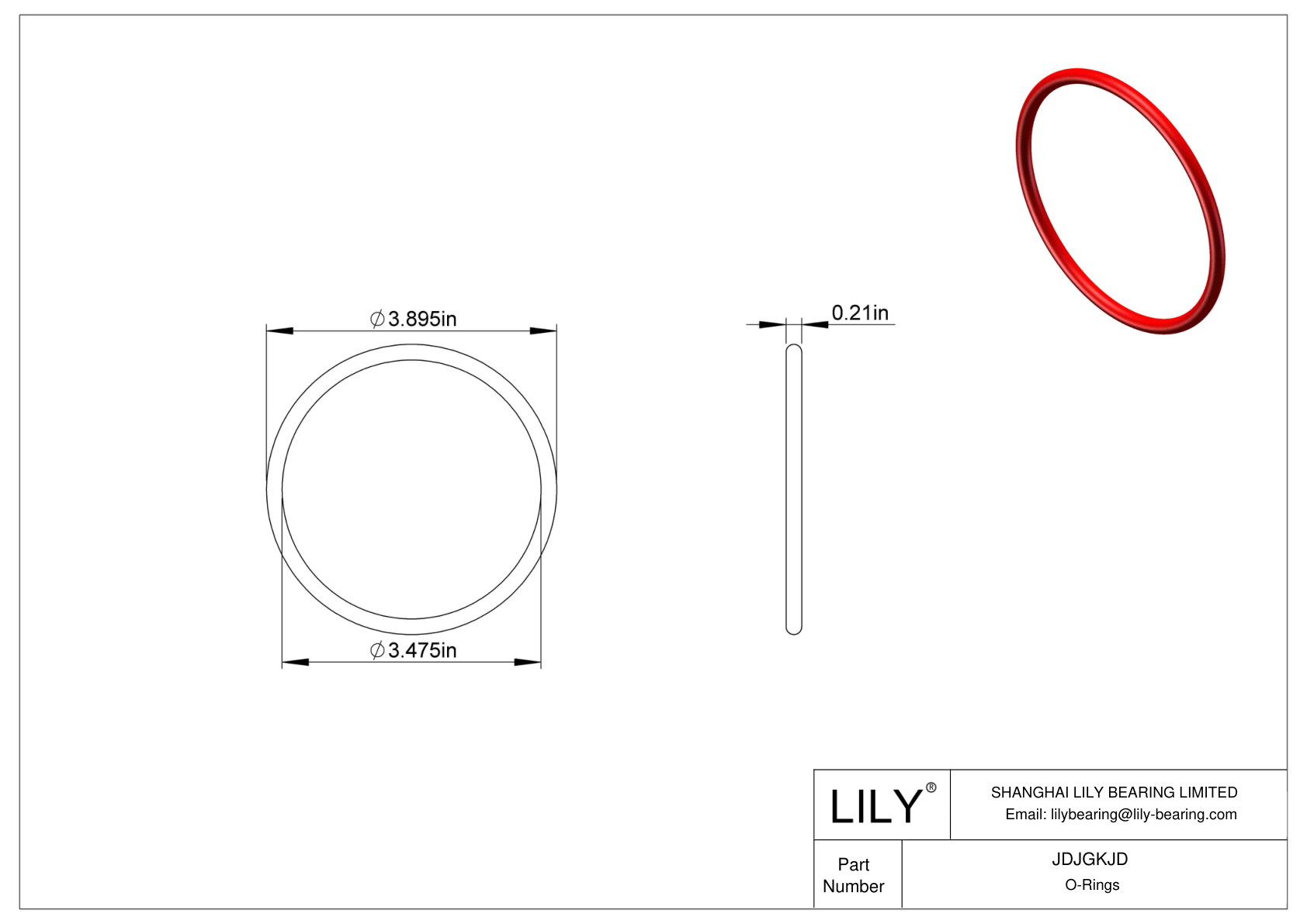 JDJGKJD High Temperature O-Rings Round cad drawing