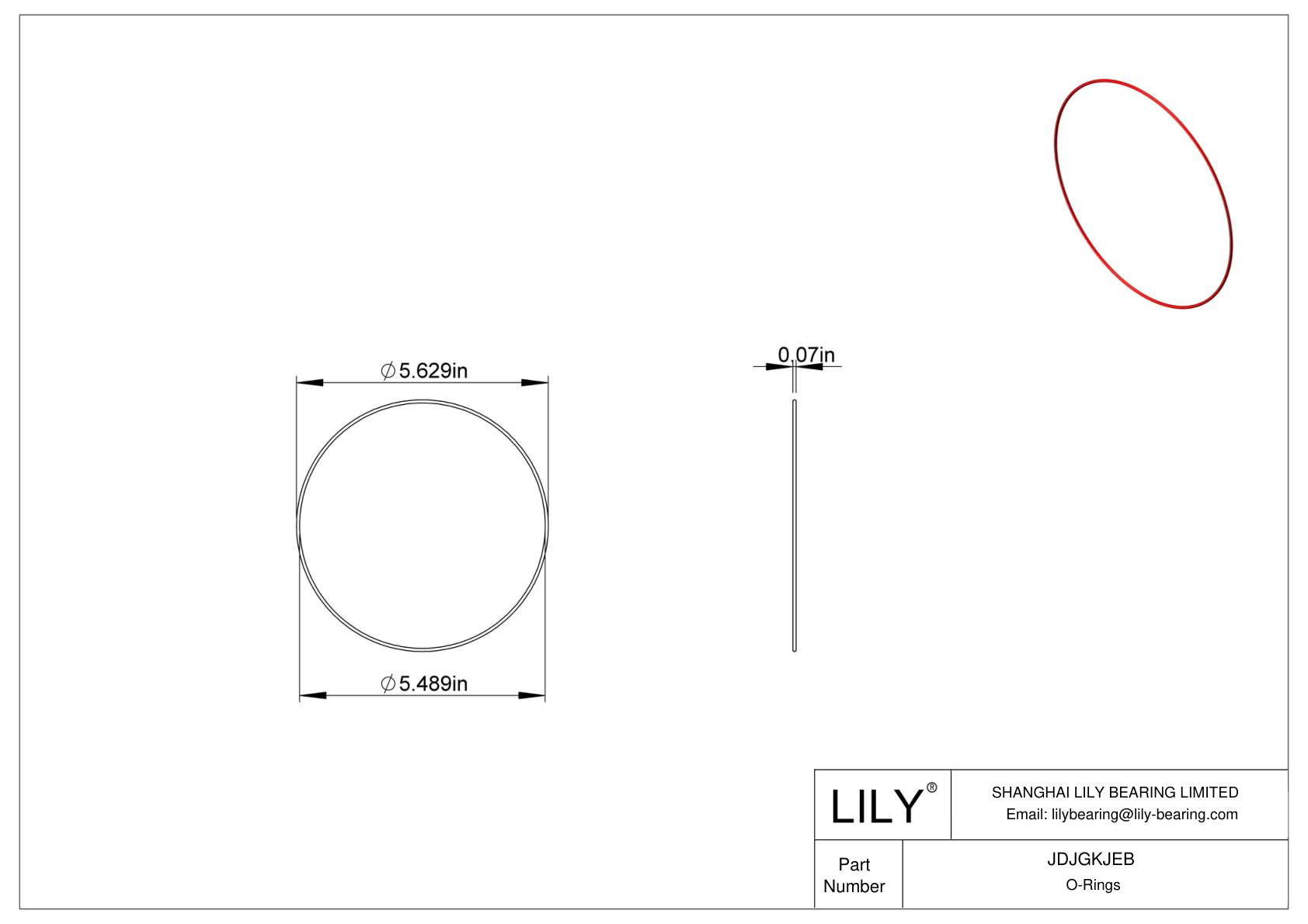 JDJGKJEB High Temperature O-Rings Round cad drawing