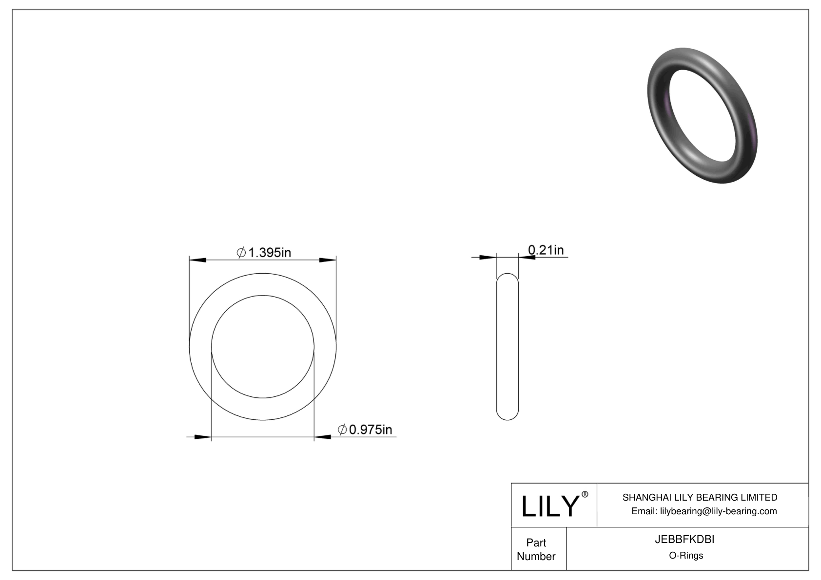 JEBBFKDBI Water And Steam Resistant O-Rings cad drawing
