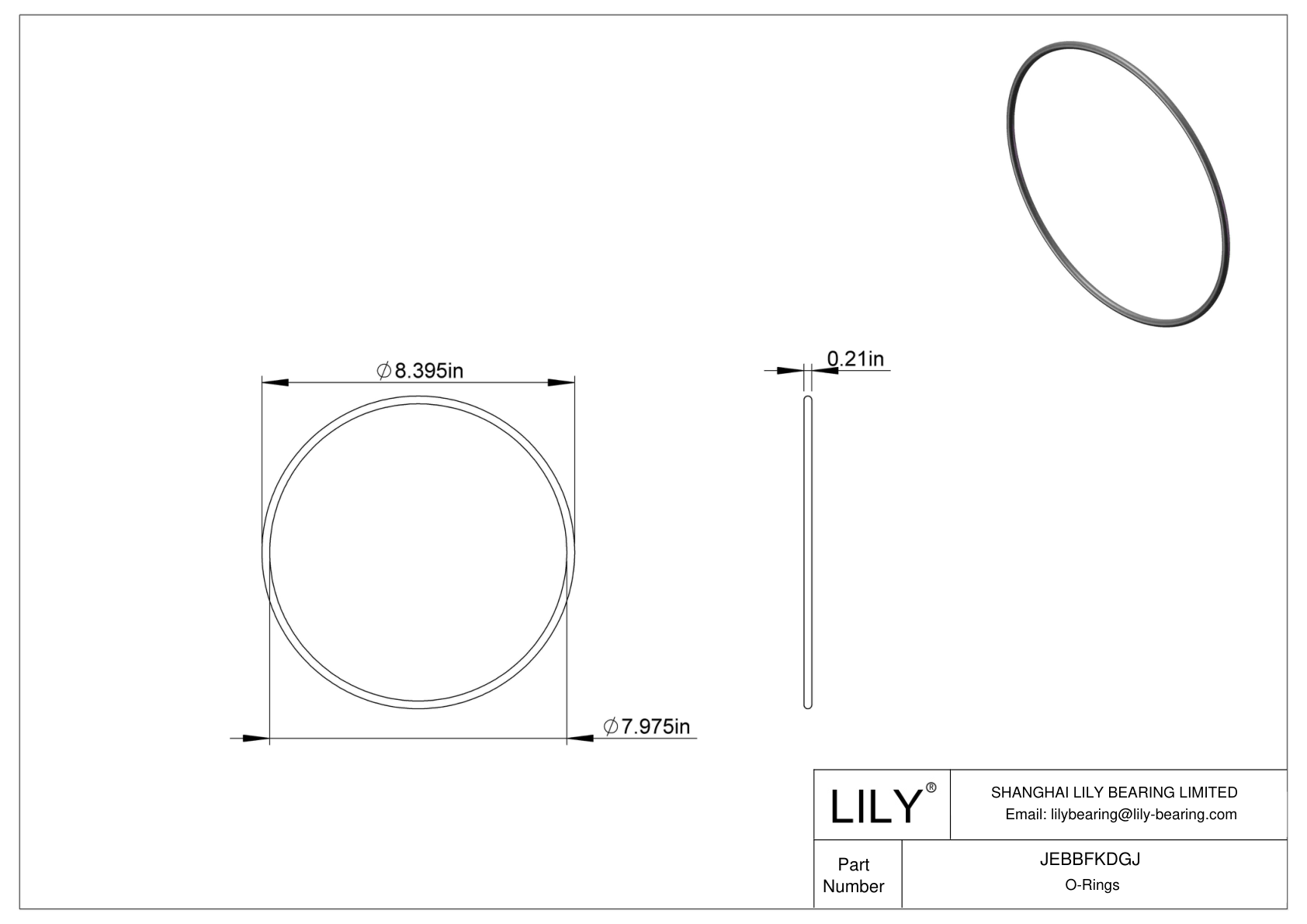JEBBFKDGJ Water And Steam Resistant O-Rings cad drawing