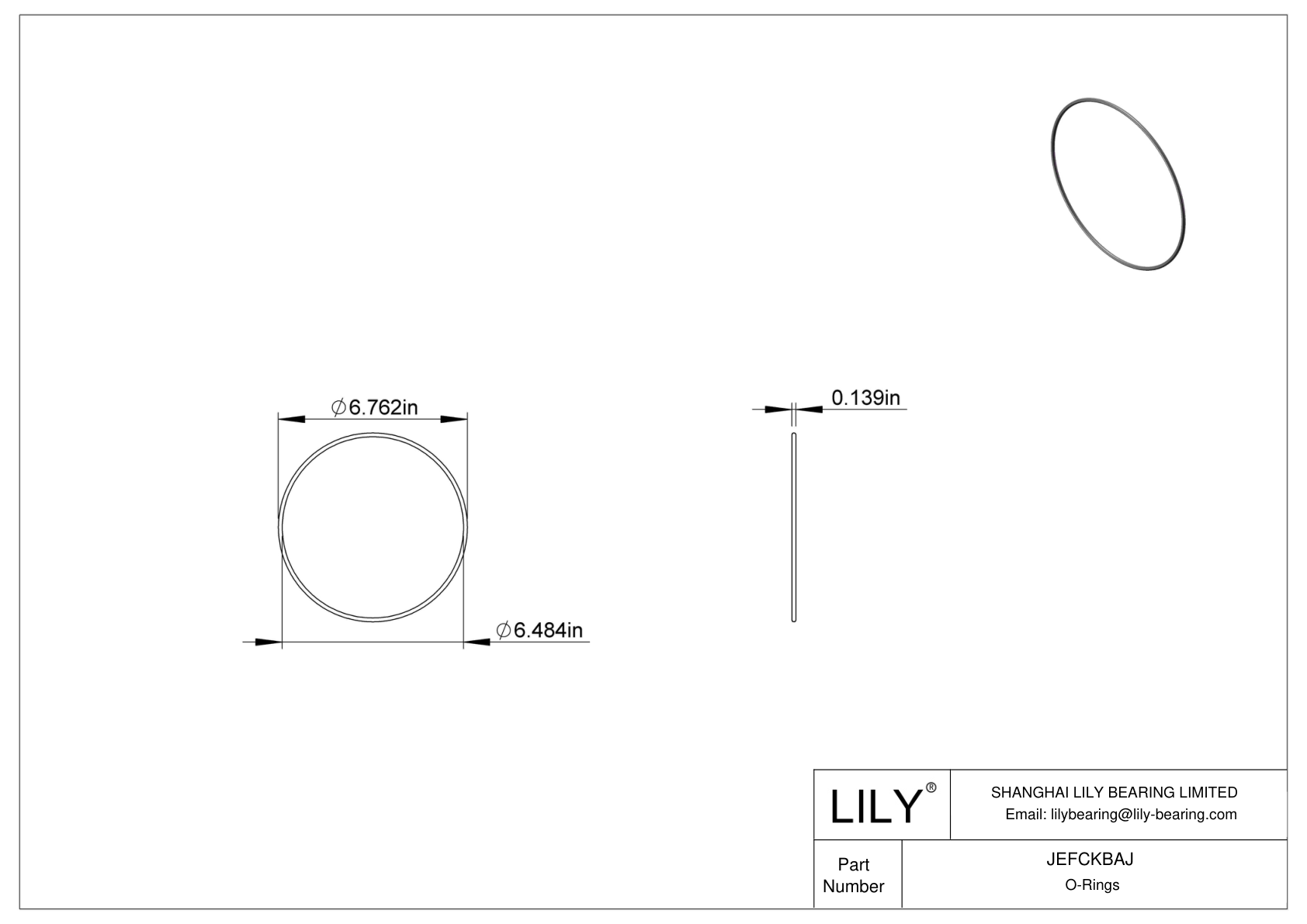 JEFCKBAJ Oil Resistant O-Rings Round cad drawing