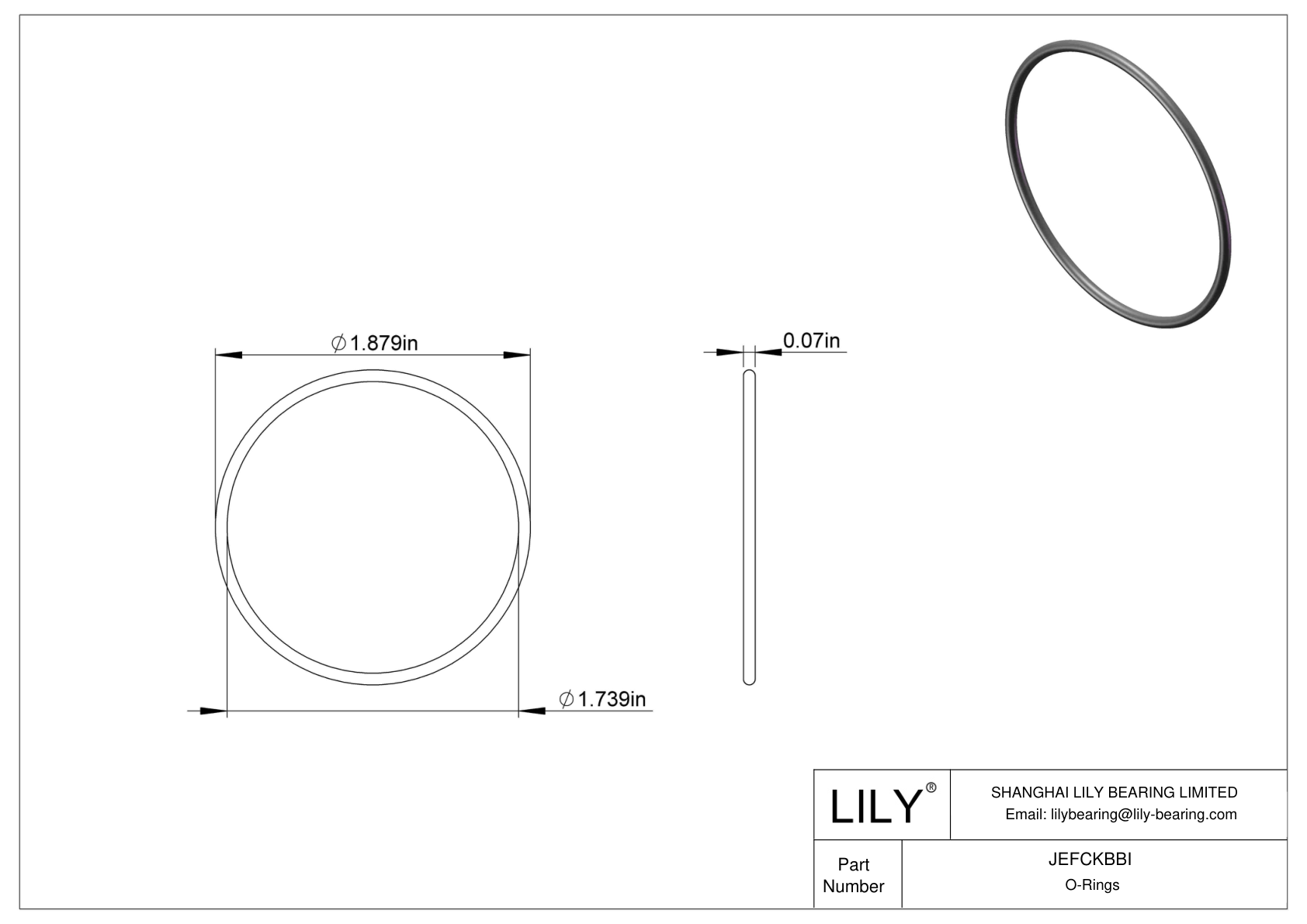 JEFCKBBI Oil Resistant O-Rings Round cad drawing