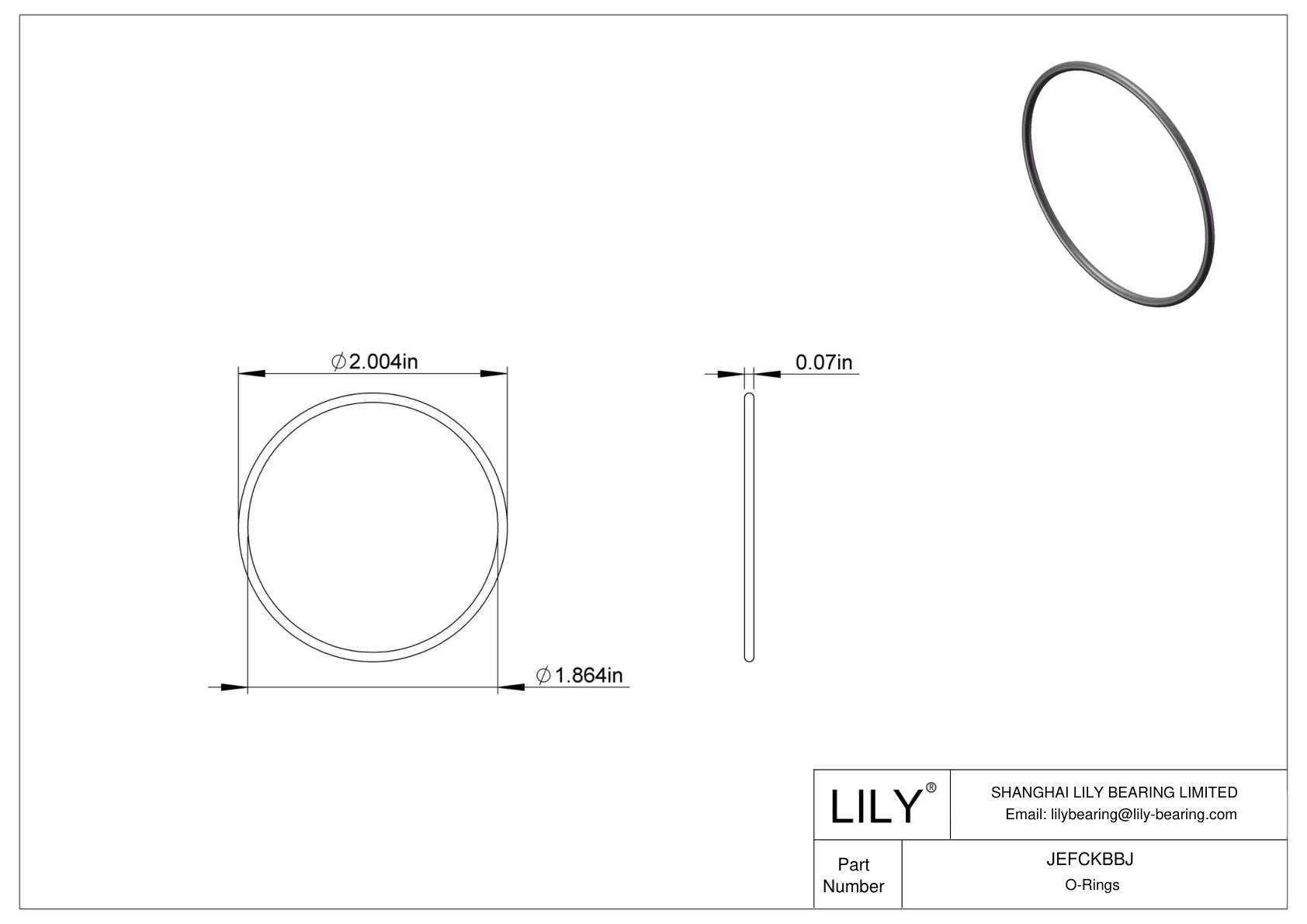 JEFCKBBJ Oil Resistant O-Rings Round cad drawing