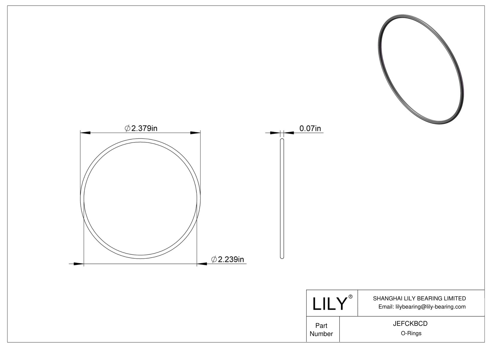 JEFCKBCD Oil Resistant O-Rings Round cad drawing