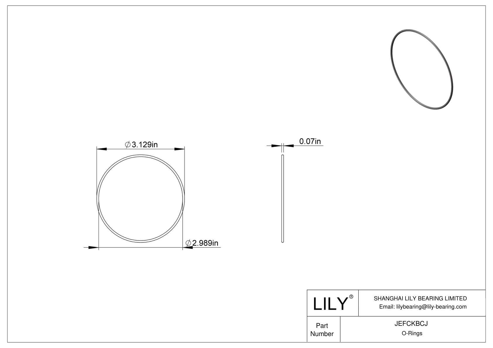 JEFCKBCJ Oil Resistant O-Rings Round cad drawing