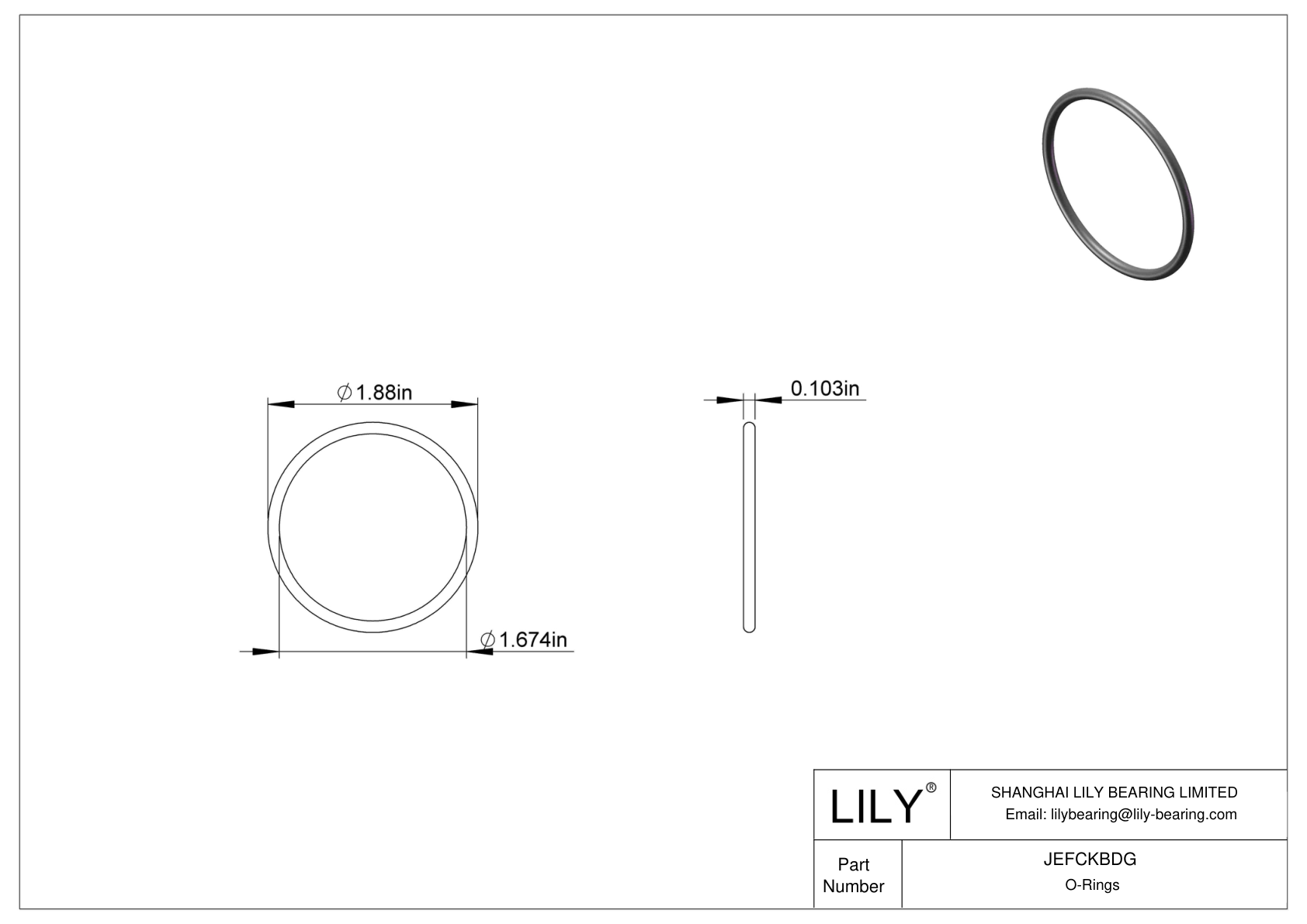 JEFCKBDG Oil Resistant O-Rings Round cad drawing