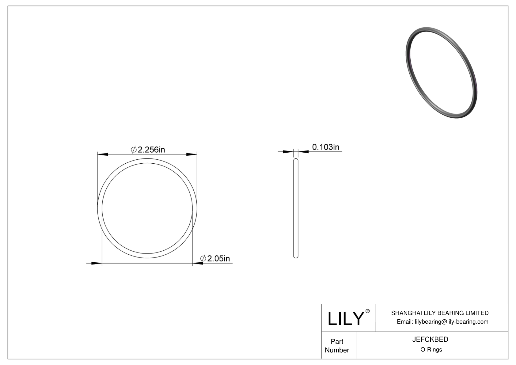 JEFCKBED Oil Resistant O-Rings Round cad drawing