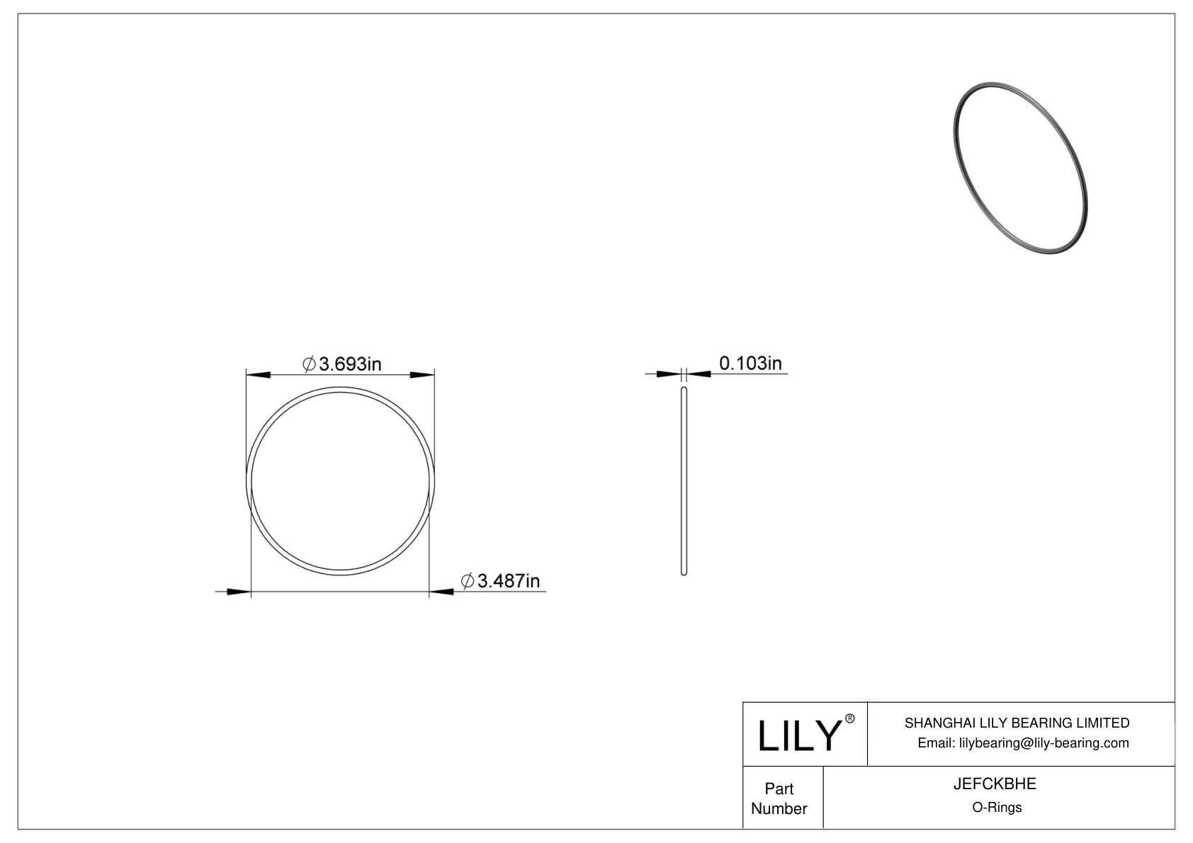 JEFCKBHE Oil Resistant O-Rings Round cad drawing